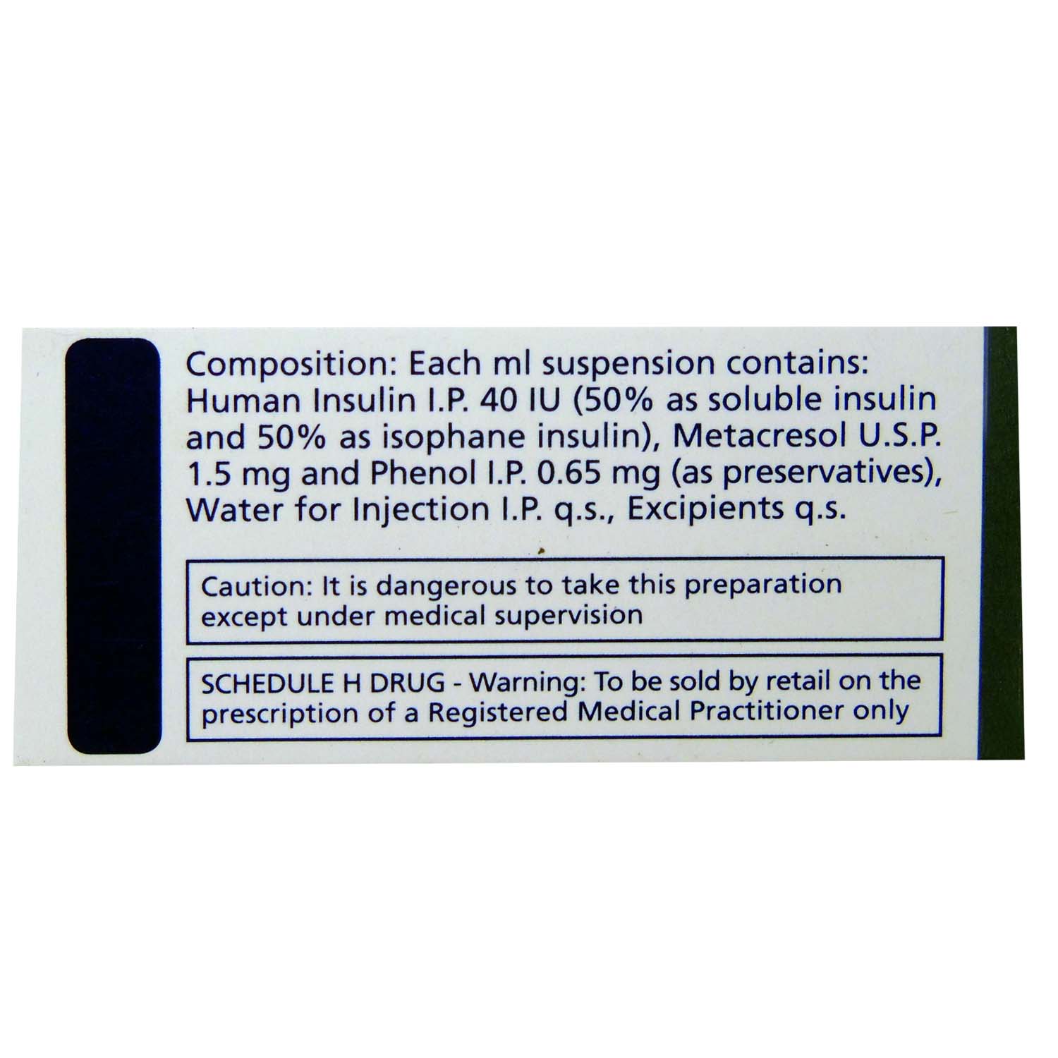 Human Mixtard 50 40IU/ml Injection 10 ml, Pack of 1 INJECTION Human Mixtard 50 40IU/ml Injection 10 ml, Pack of 1 INJECTION