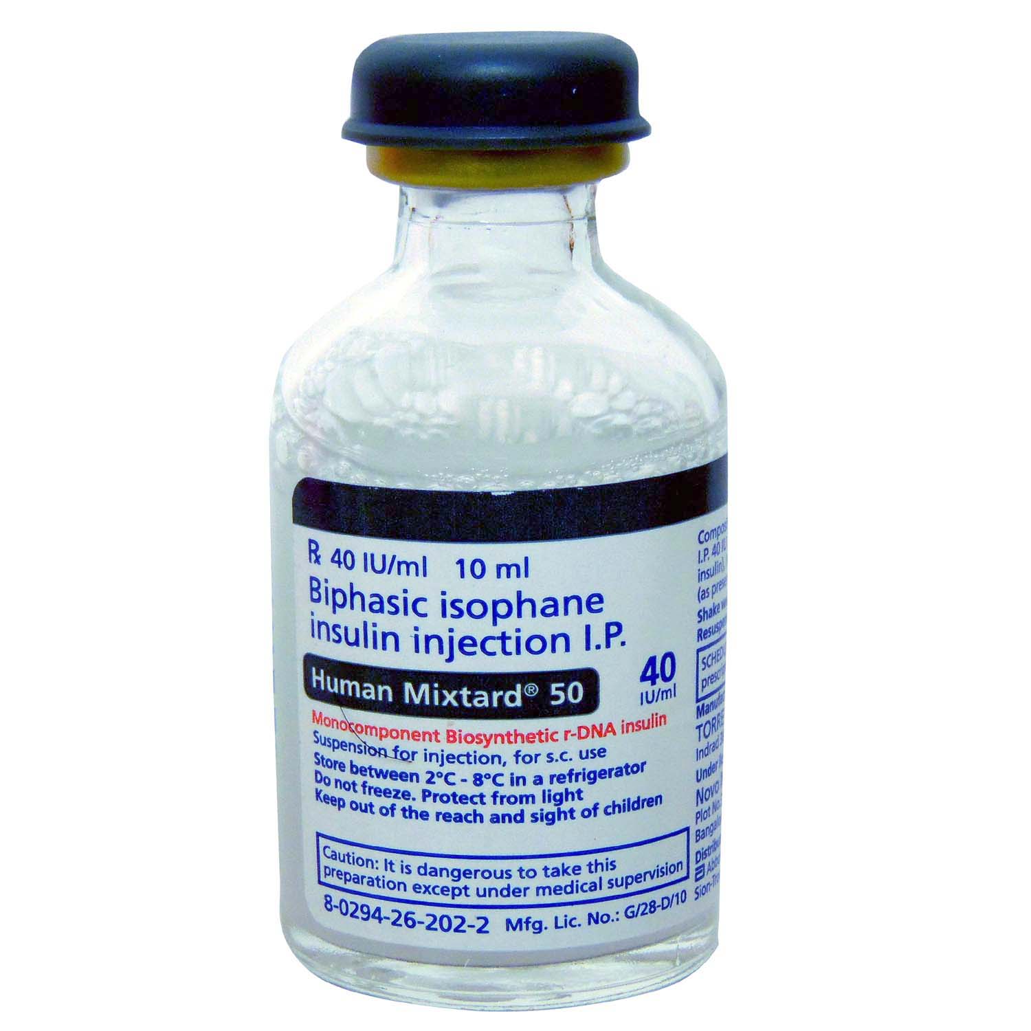 Human Mixtard 50 40IU/ml Injection 10 ml, Pack of 1 INJECTION Human Mixtard 50 40IU/ml Injection 10 ml, Pack of 1 INJECTION