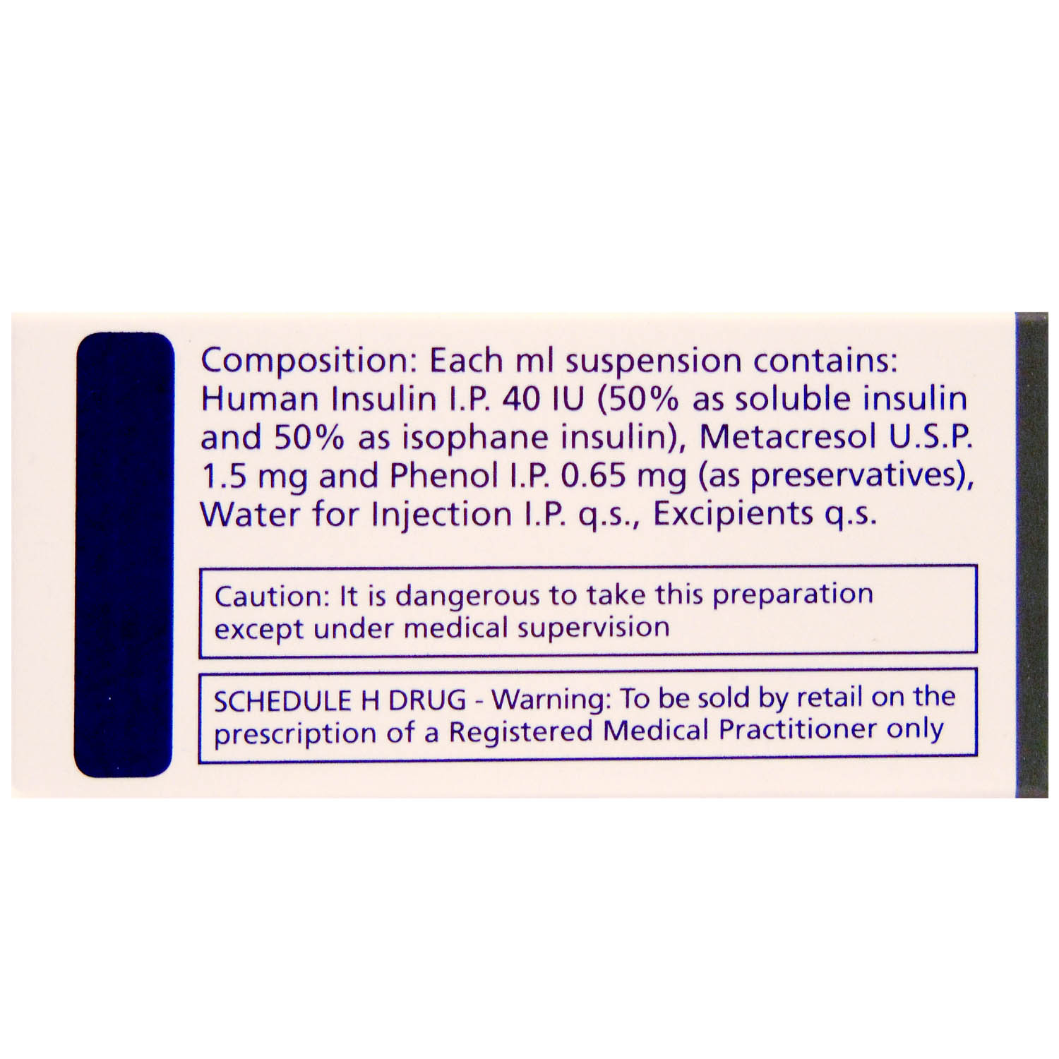 Human Mixtard 50 40IU/ml Injection 10 ml, Pack of 1 INJECTION Human Mixtard 50 40IU/ml Injection 10 ml, Pack of 1 INJECTION