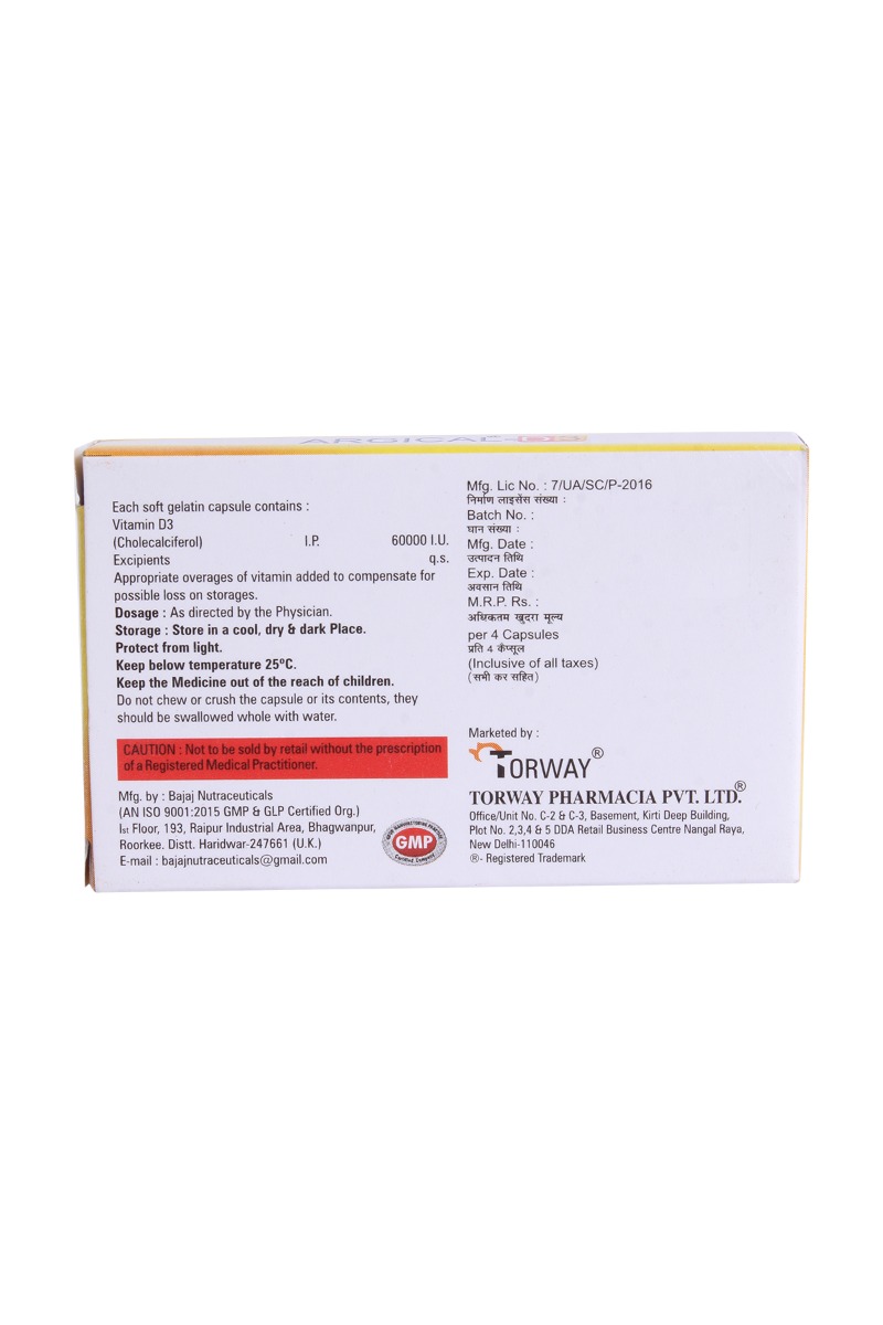 Argical D3 Capsule 4's, Pack of 4 Argical D3 Capsule 4's, Pack of 4