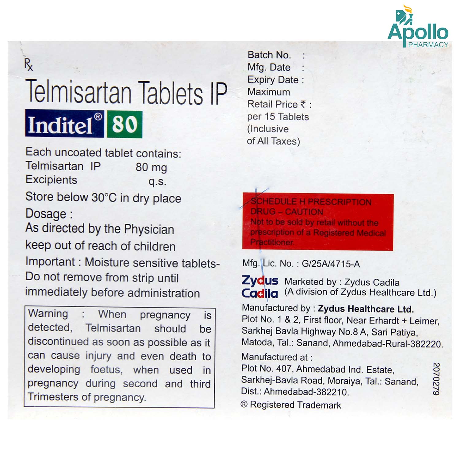 Inditel 80 Tablet 15's, Pack of 15 TABLETS Inditel 80 Tablet 15's, Pack of 15 TABLETS