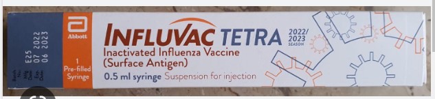 Influvac Tetra 2022/2023 Vaccine 0.5 ml, Pack of 1 Injection Influvac Tetra 2022/2023 Vaccine 0.5 ml, Pack of 1 Injection