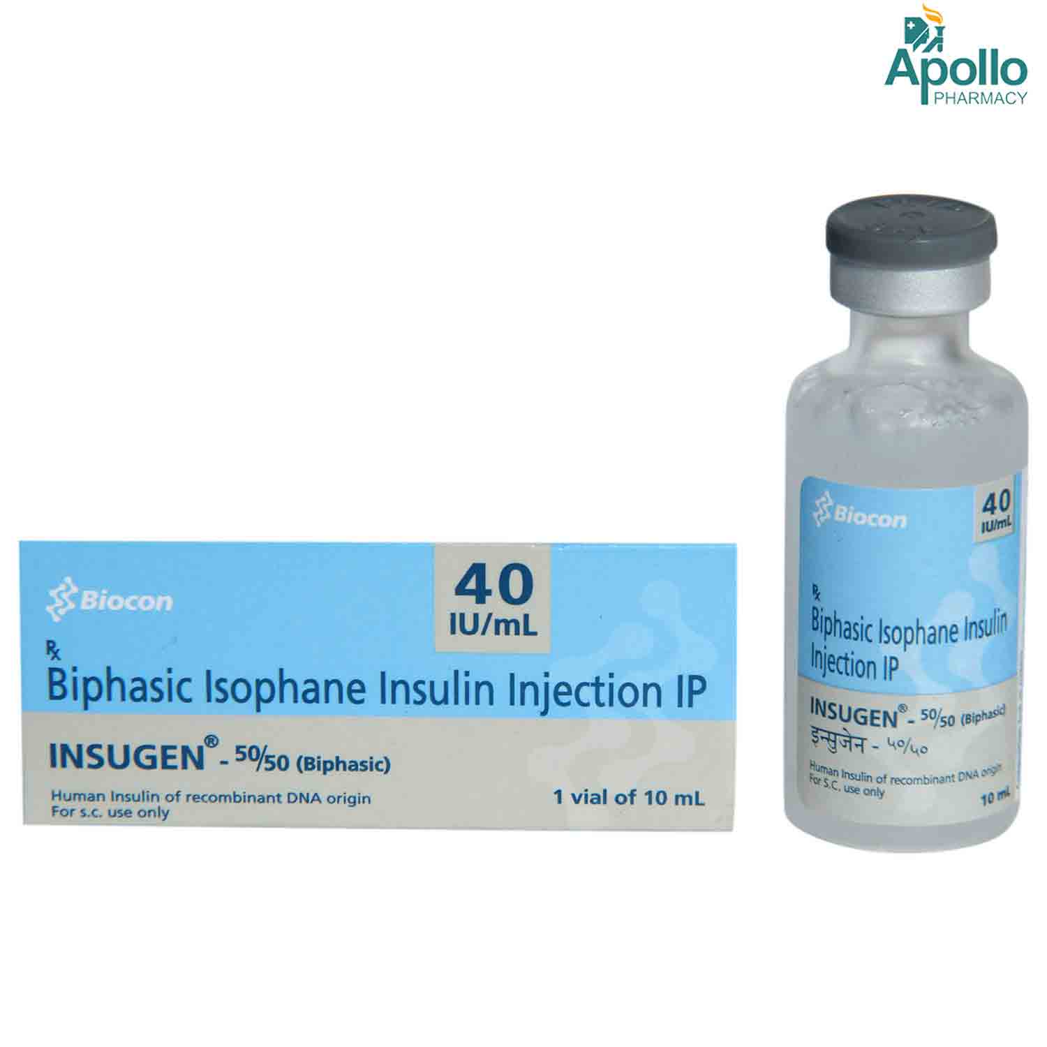 Insugen 50/50 40IU Injection 10 ml, Pack of 1 INJECTION Insugen 50/50 40IU Injection 10 ml, Pack of 1 INJECTION