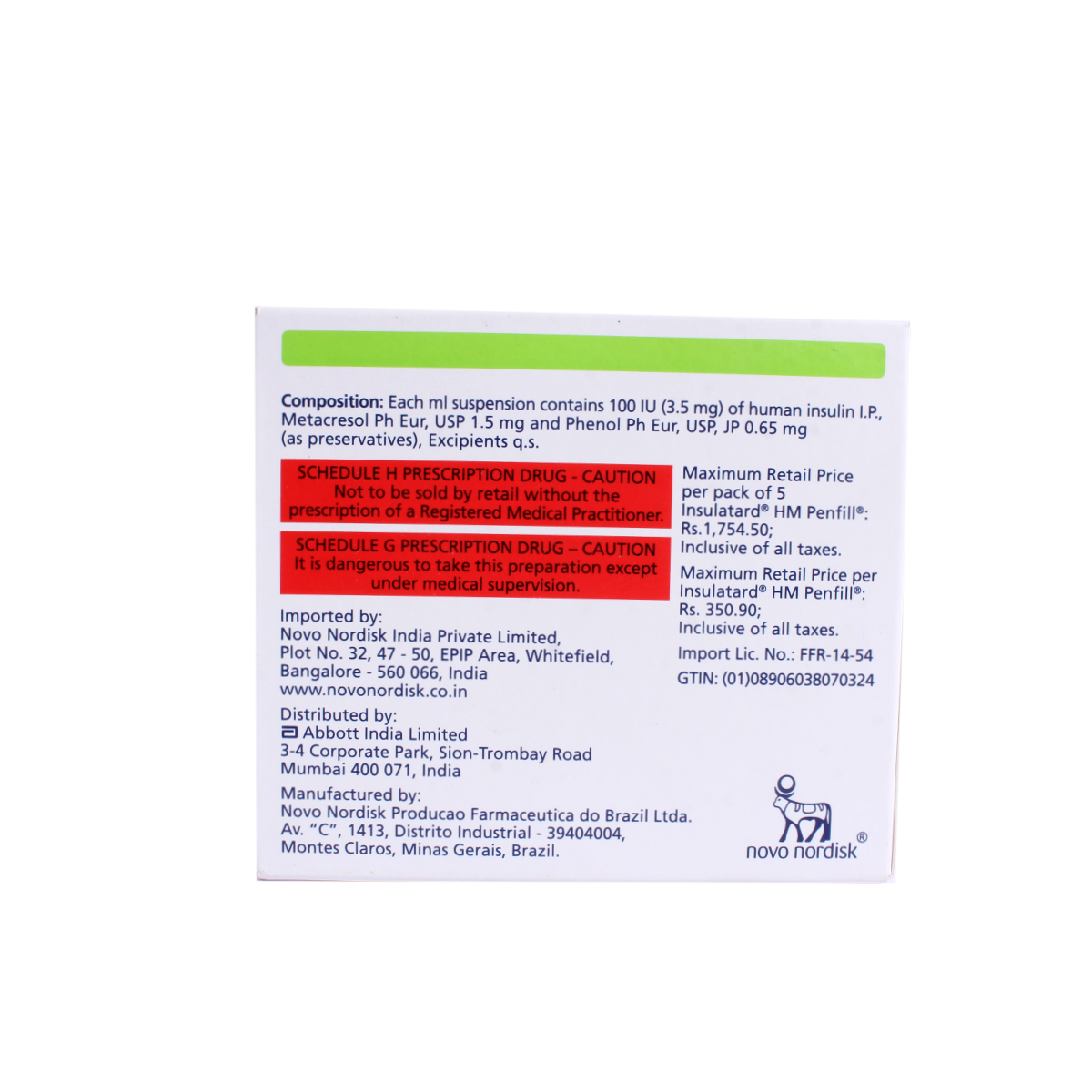 Insulatard HM Penfill 3 ml, Pack of 1 Injection Insulatard HM Penfill 3 ml, Pack of 1 Injection