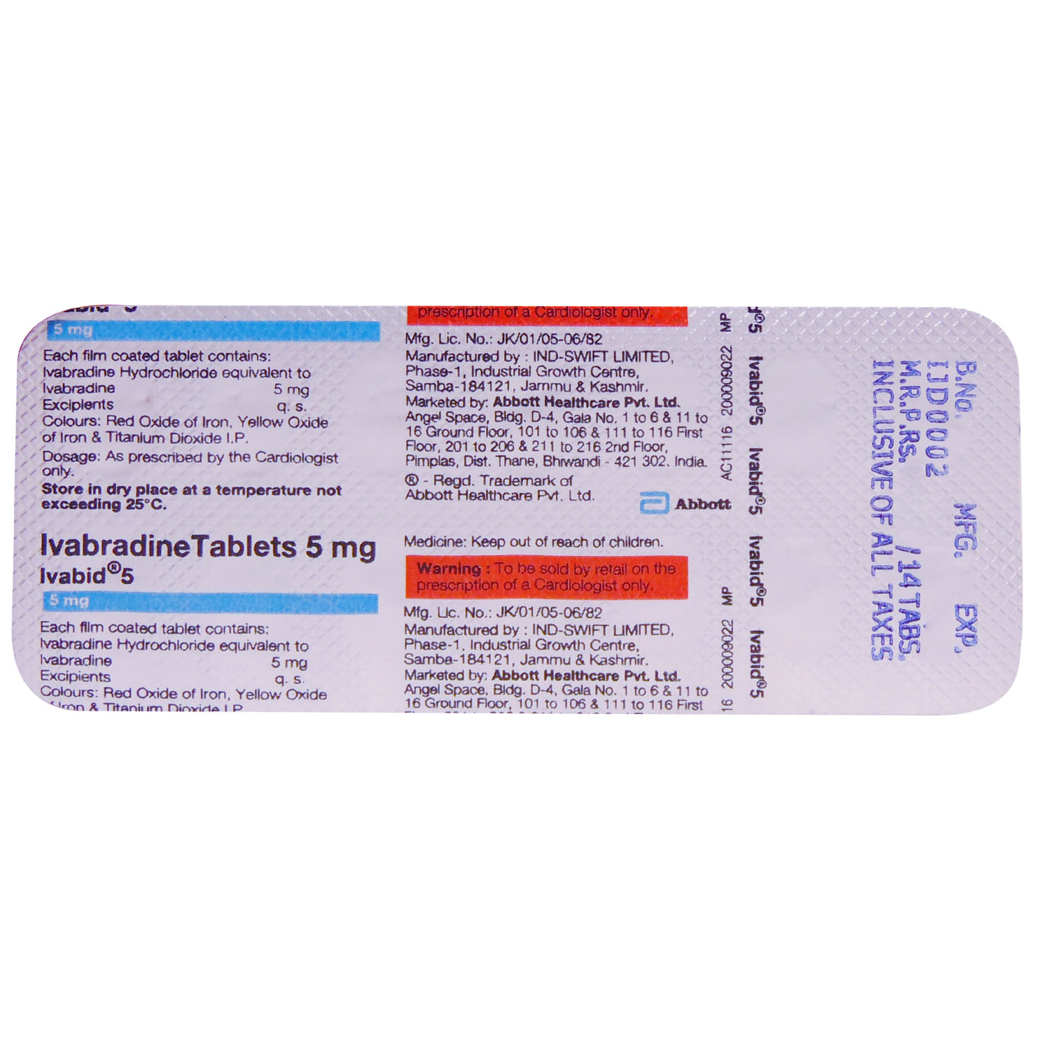 Ivabid 5 Tablet 10's, Pack of 10 TABLETS Ivabid 5 Tablet 10's, Pack of 10 TABLETS