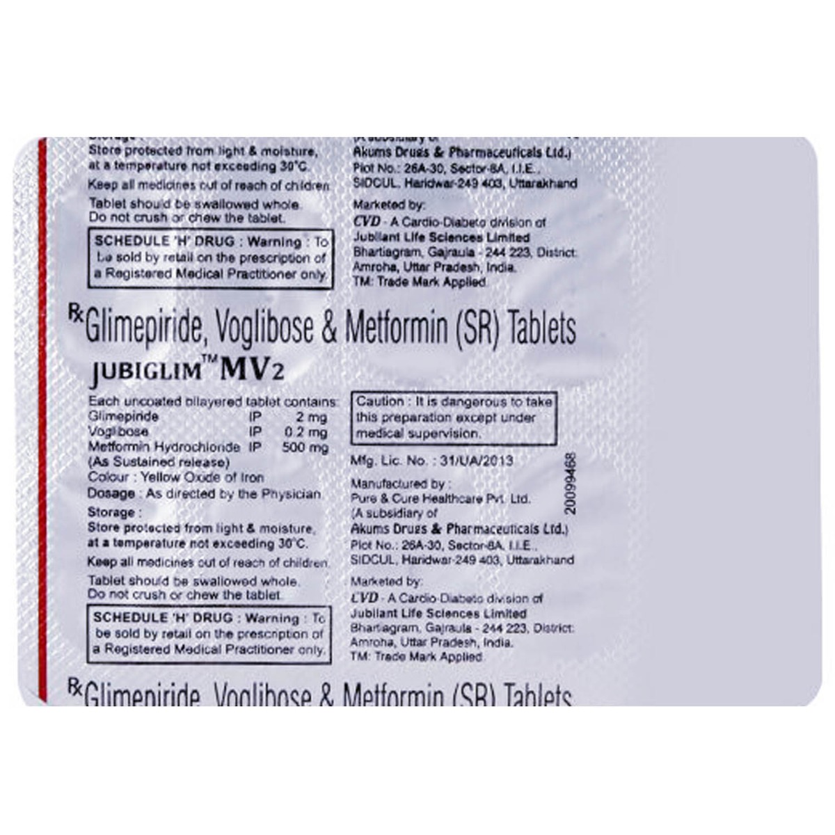 Jubiglim MV2 Tablet 10's, Pack of 10 TABLETS Jubiglim MV2 Tablet 10's, Pack of 10 TABLETS