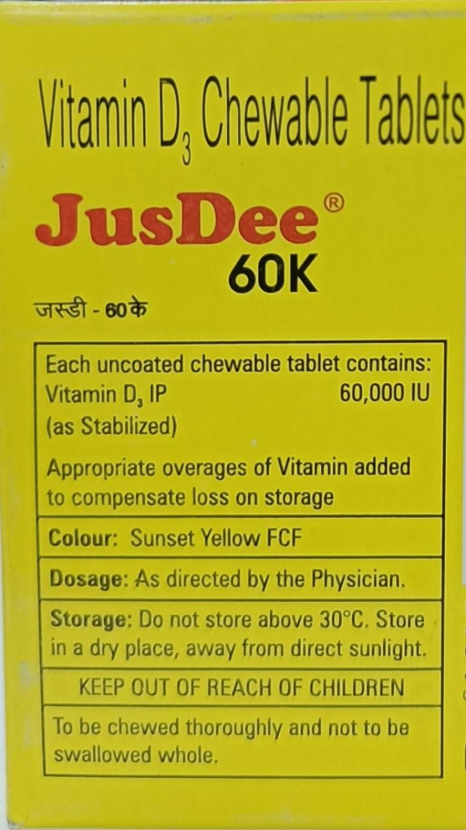 Jusdee 60K Chewable Tablet 4's, Pack of 4 Jusdee 60K Chewable Tablet 4's, Pack of 4
