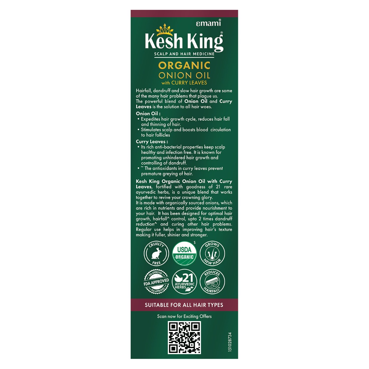 Kesh King Organic Onion Oil with Curry Leaves, 200 ml, Pack of 1 Kesh King Organic Onion Oil with Curry Leaves, 200 ml, Pack of 1
