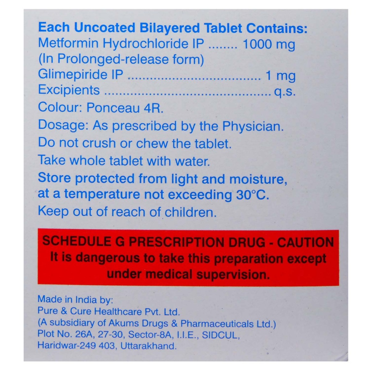 K-Glim-M Forte 1 Tablet 10's, Pack of 10 TabletS K-Glim-M Forte 1 Tablet 10's, Pack of 10 TabletS