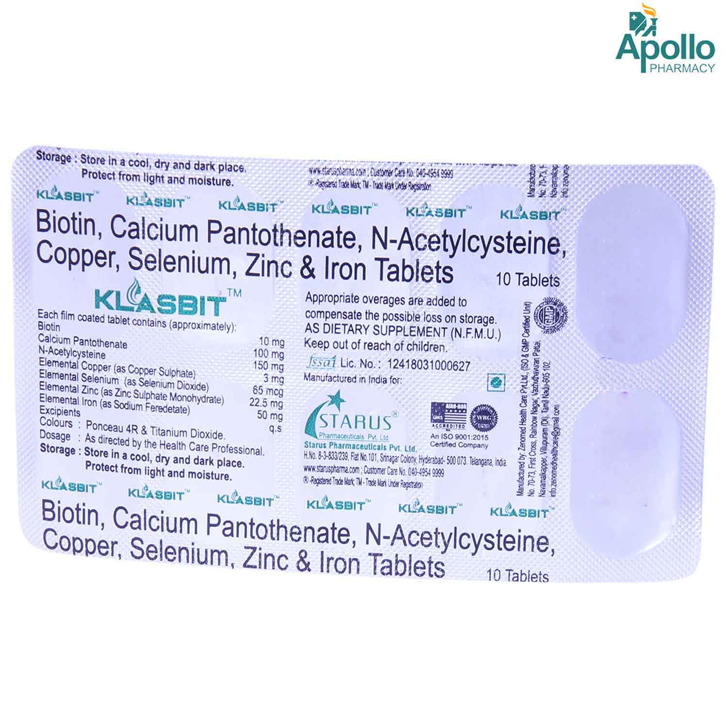 Klasbit Tablet 10's, Pack of 10 TABLETS Klasbit Tablet 10's, Pack of 10 TABLETS