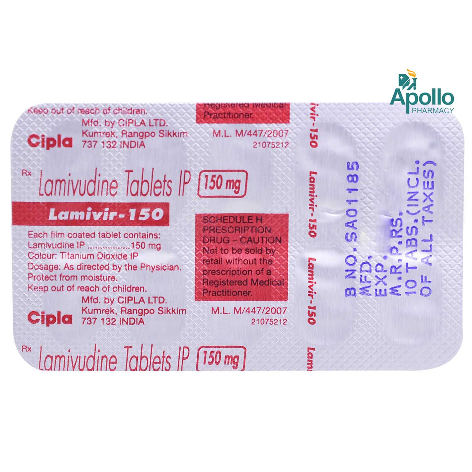 Lamivir-150 Tablet 10's, Pack of 10 TABLETS Lamivir-150 Tablet 10's, Pack of 10 TABLETS