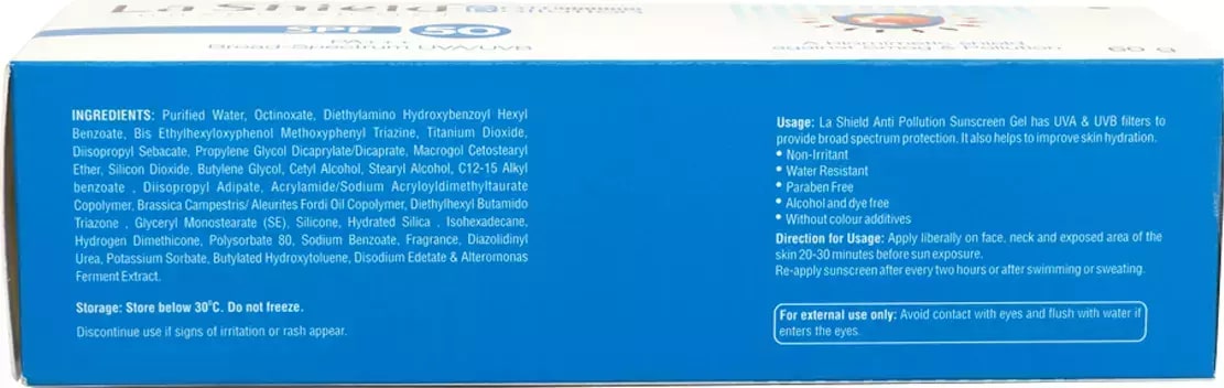 La Shield SPF 50 PA+++ Sunscreen Gel, 60 gm, Pack of 1 La Shield SPF 50 PA+++ Sunscreen Gel, 60 gm, Pack of 1