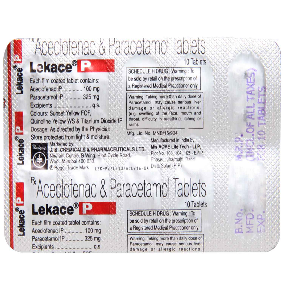 Lekace P Tablet 10's, Pack of 10 TABLETS Lekace P Tablet 10's, Pack of 10 TABLETS