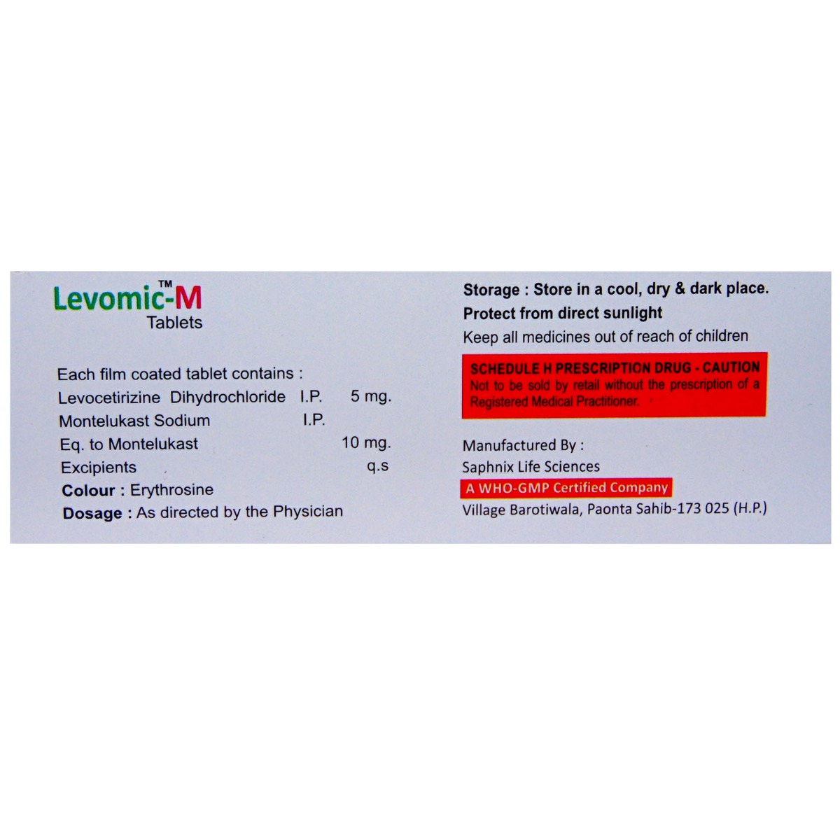 Levomic M Tablet 10's, Pack of 10 TabletS Levomic M Tablet 10's, Pack of 10 TabletS