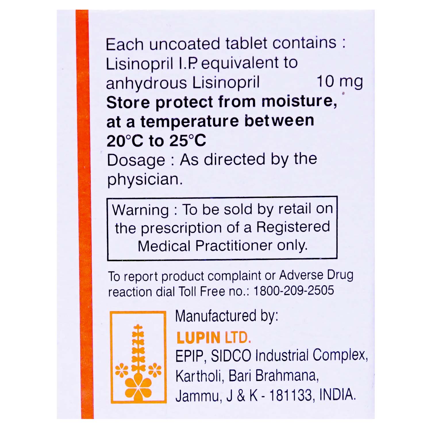 Lipril 10 Tablet 15's, Pack of 15 TABLETS Lipril 10 Tablet 15's, Pack of 15 TABLETS