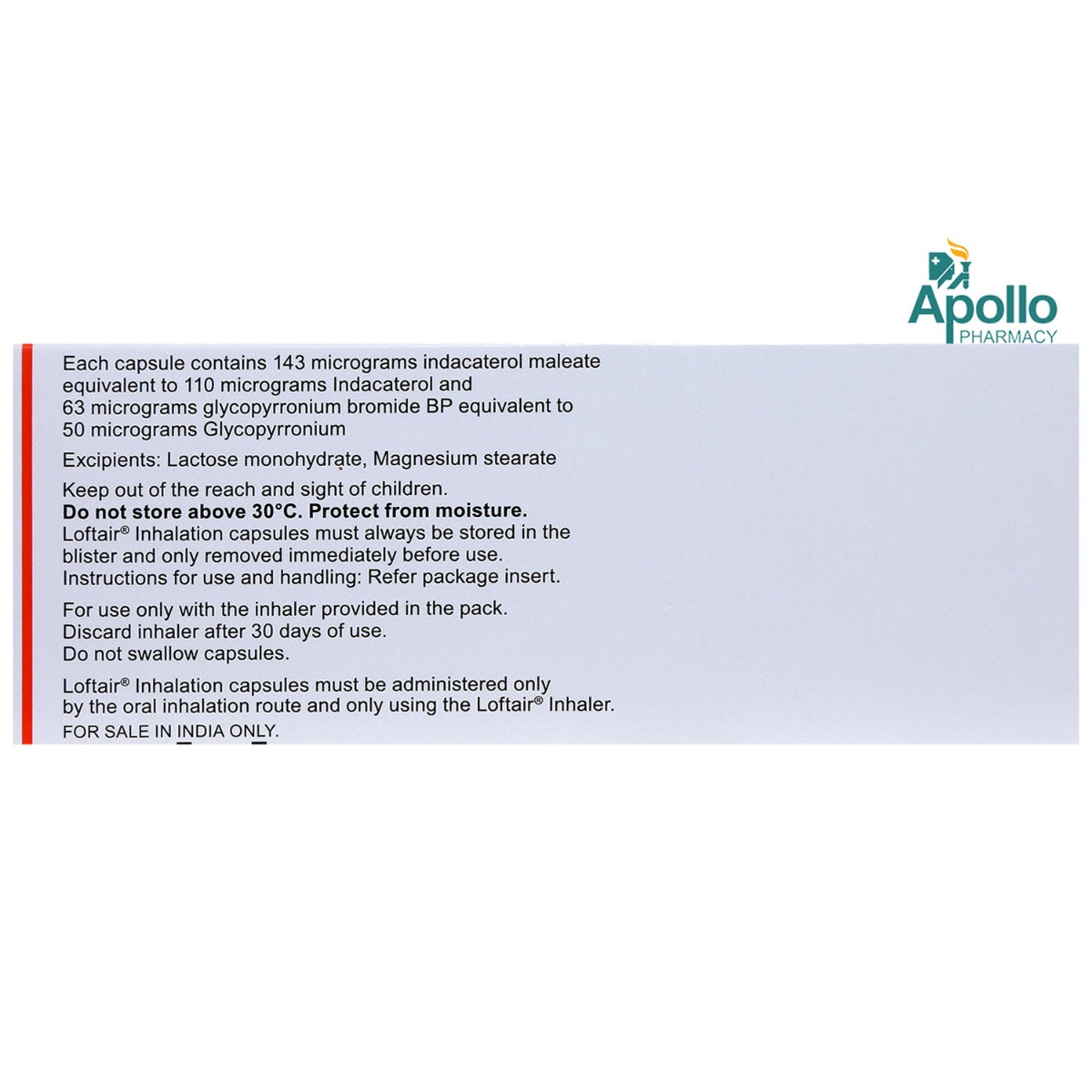 Loftair 110/50 mcg Inhaler with 30 Capsules 1's, Pack of 1 KIT Loftair 110/50 mcg Inhaler with 30 Capsules 1's, Pack of 1 KIT