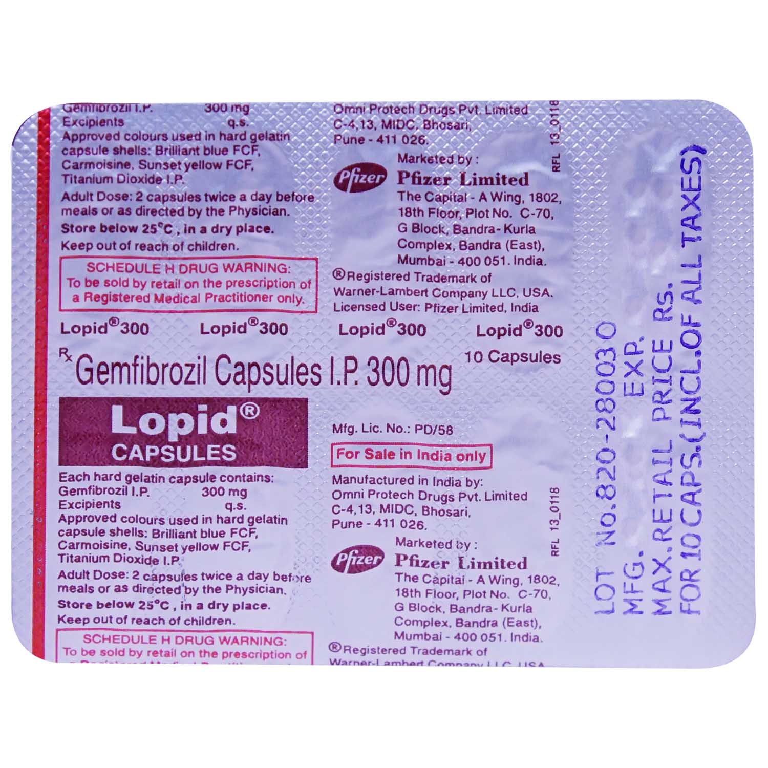 Lopid Capsule 10's, Pack of 10 CAPSULES Lopid Capsule 10's, Pack of 10 CAPSULES