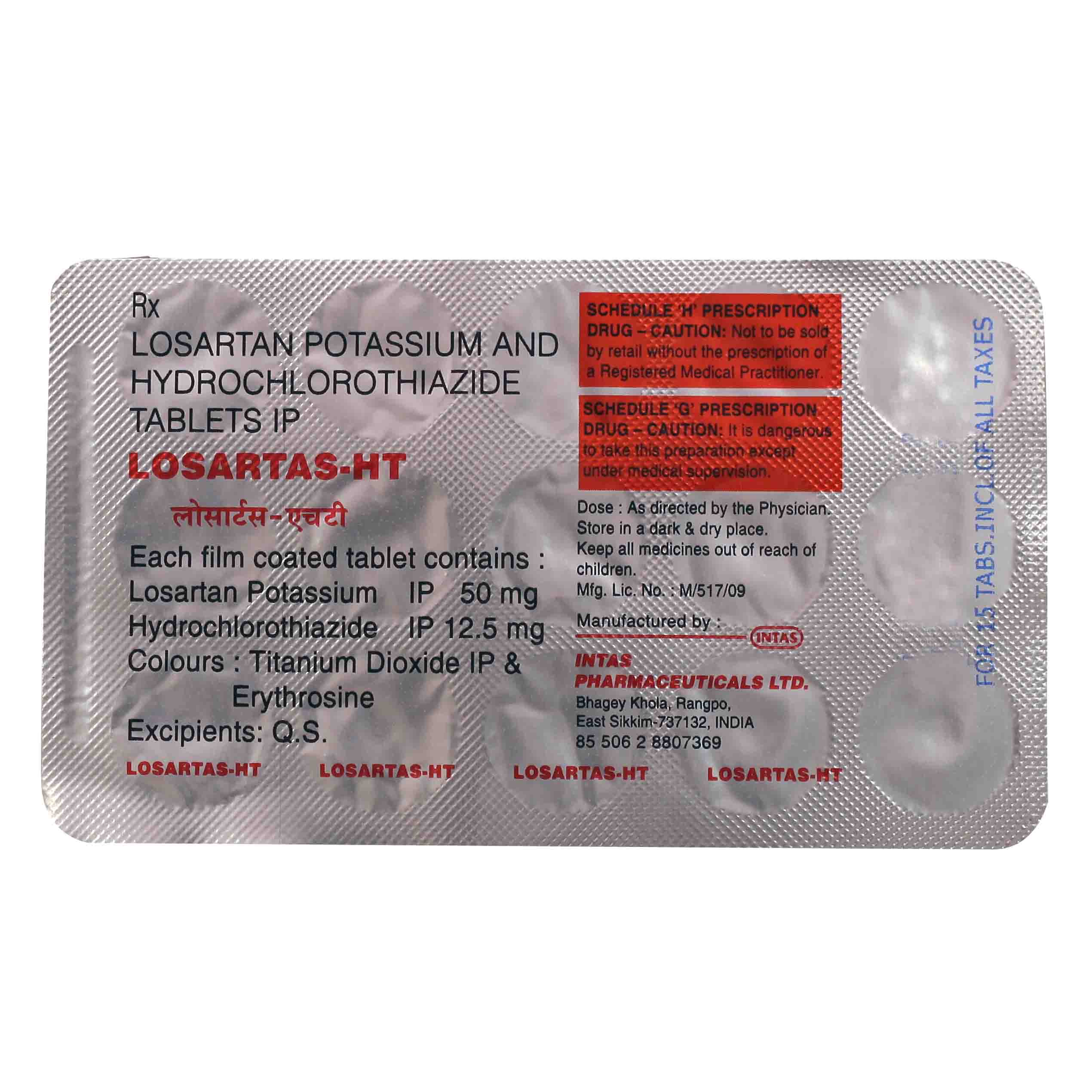 Losartas-HT Tablet 15's, Pack of 15 TABLETS Losartas-HT Tablet 15's, Pack of 15 TABLETS