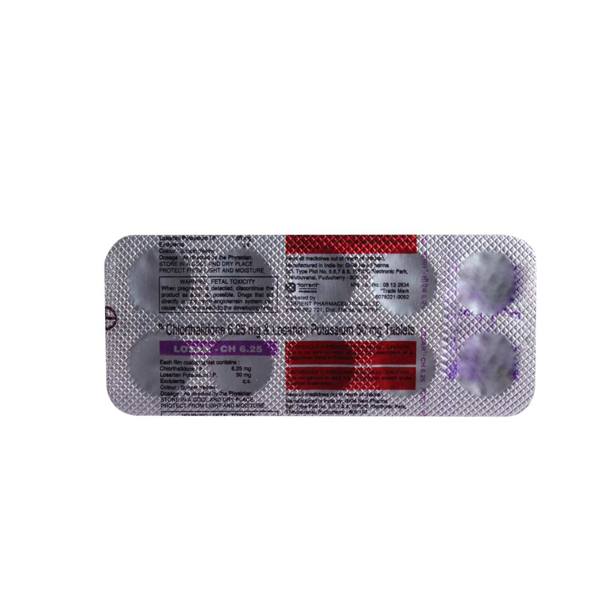 Losar-CH 6.25 mg/50 mg Tablet 10's, Pack of 10 TabletS Losar-CH 6.25 mg/50 mg Tablet 10's, Pack of 10 TabletS