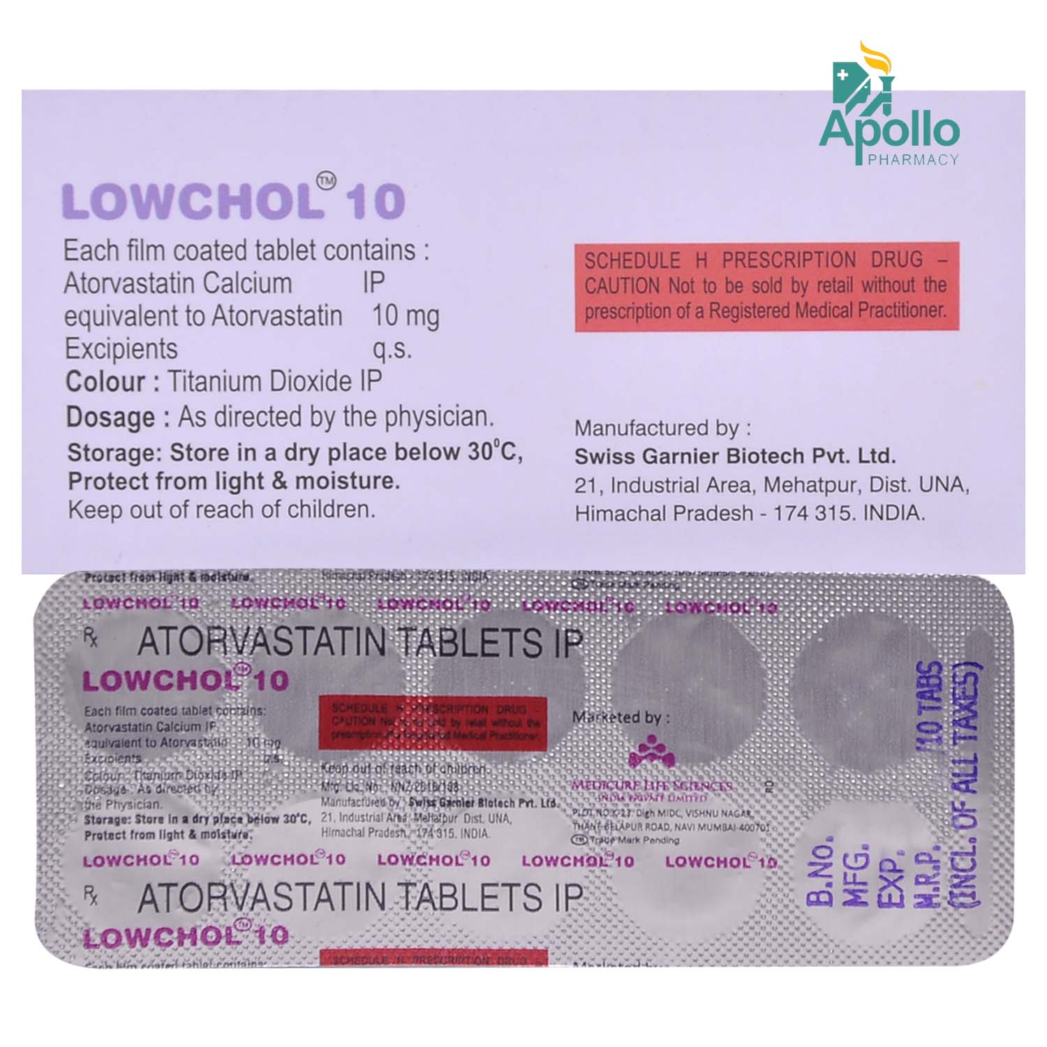 Lowchol 10 Tablet 10's, Pack of 10 TabletS Lowchol 10 Tablet 10's, Pack of 10 TabletS
