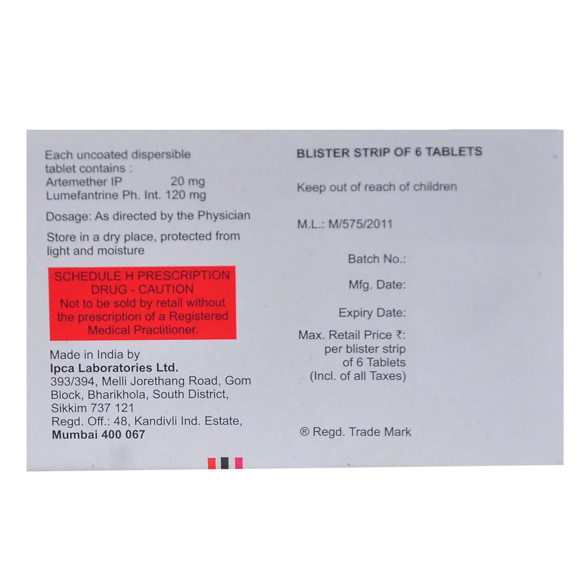 Lumerax 20mg DT Tablet 6's, Pack of 6 TABLETS Lumerax 20mg DT Tablet 6's, Pack of 6 TABLETS