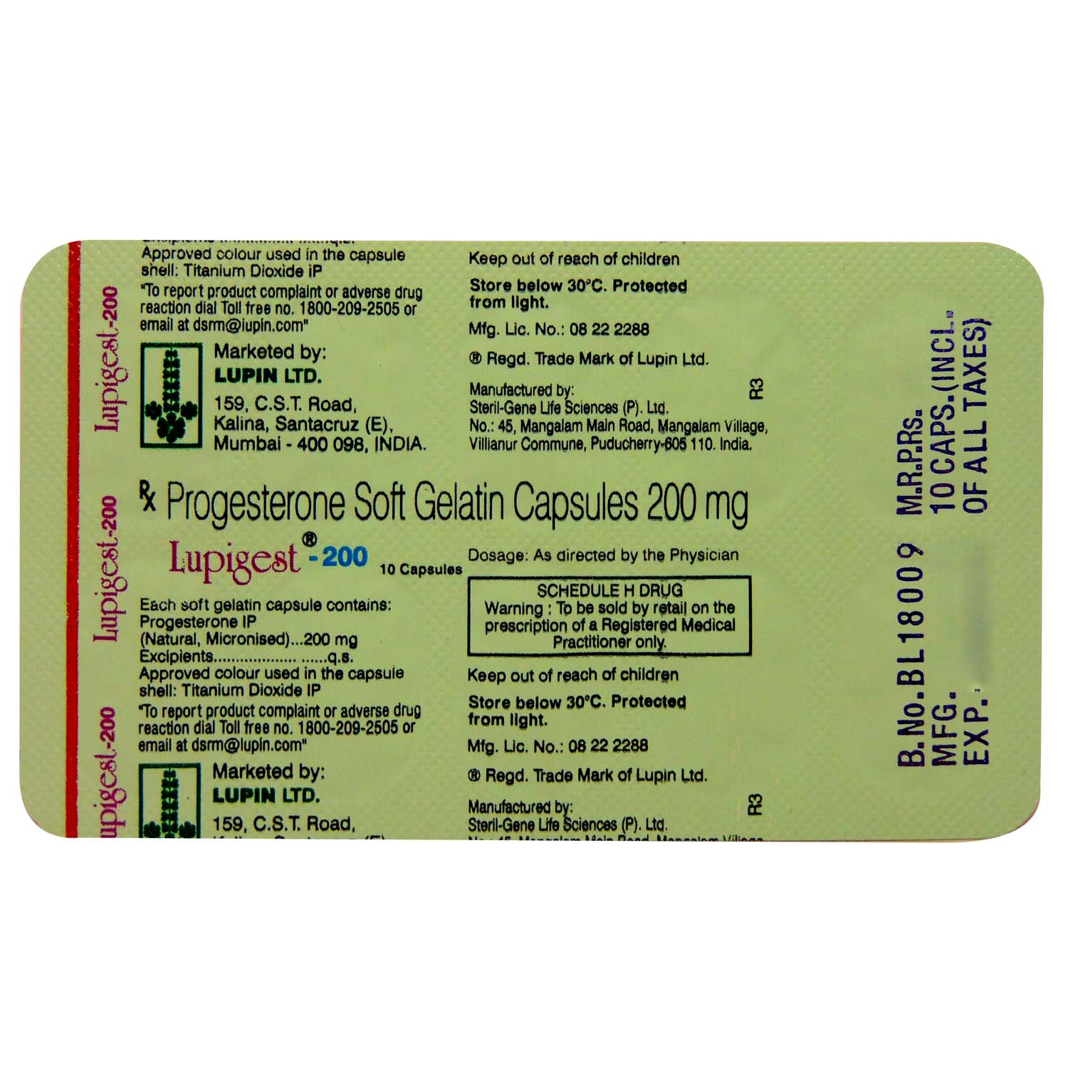 Lupigest 200 Capsule 10's, Pack of 10 CAPSULES Lupigest 200 Capsule 10's, Pack of 10 CAPSULES