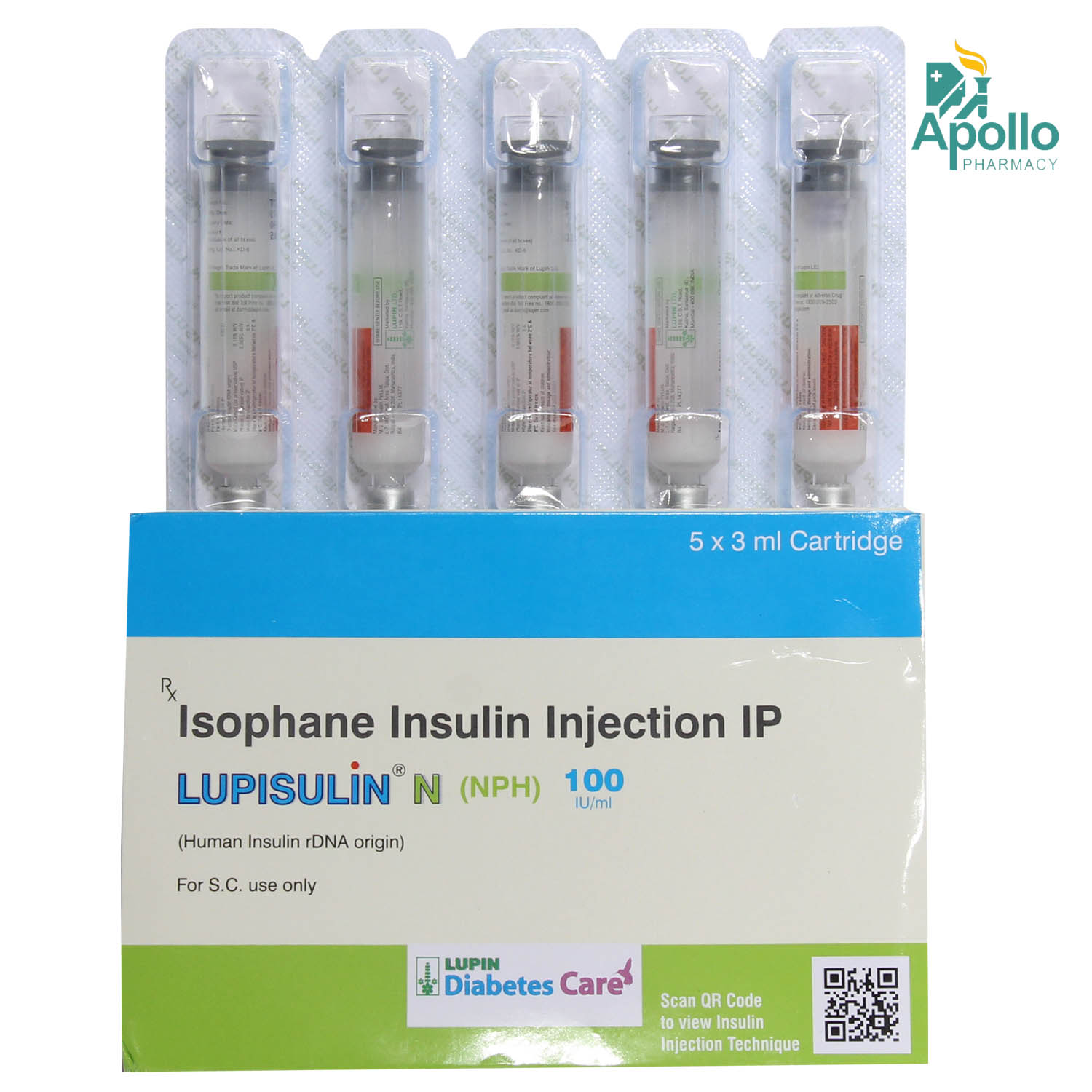 Lupisulin N 100IU/ml Cartridge 3 ml, Pack of 1 Cartridges Lupisulin N 100IU/ml Cartridge 3 ml, Pack of 1 Cartridges