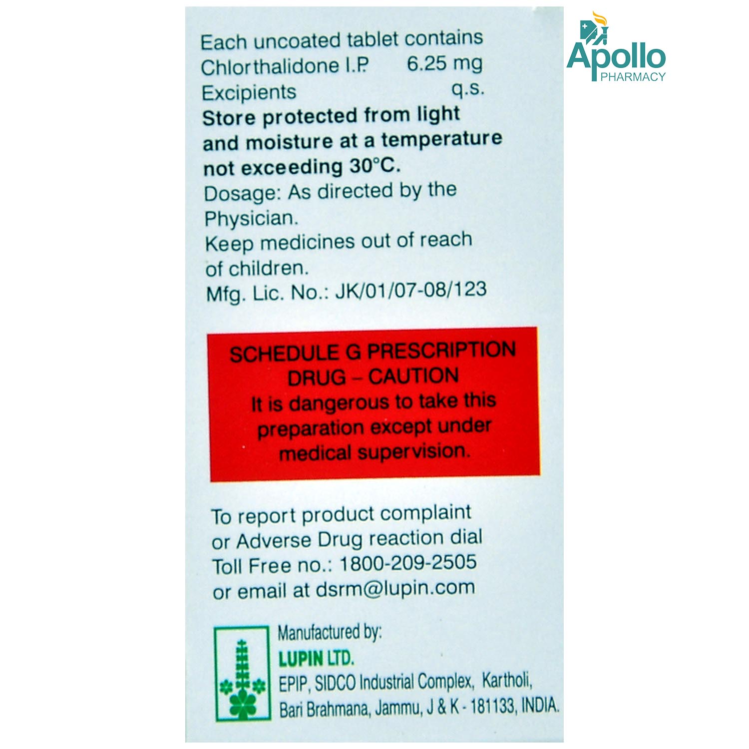 Lupiclor 6.25mg Tablet 15's, Pack of 15 TABLETS Lupiclor 6.25mg Tablet 15's, Pack of 15 TABLETS