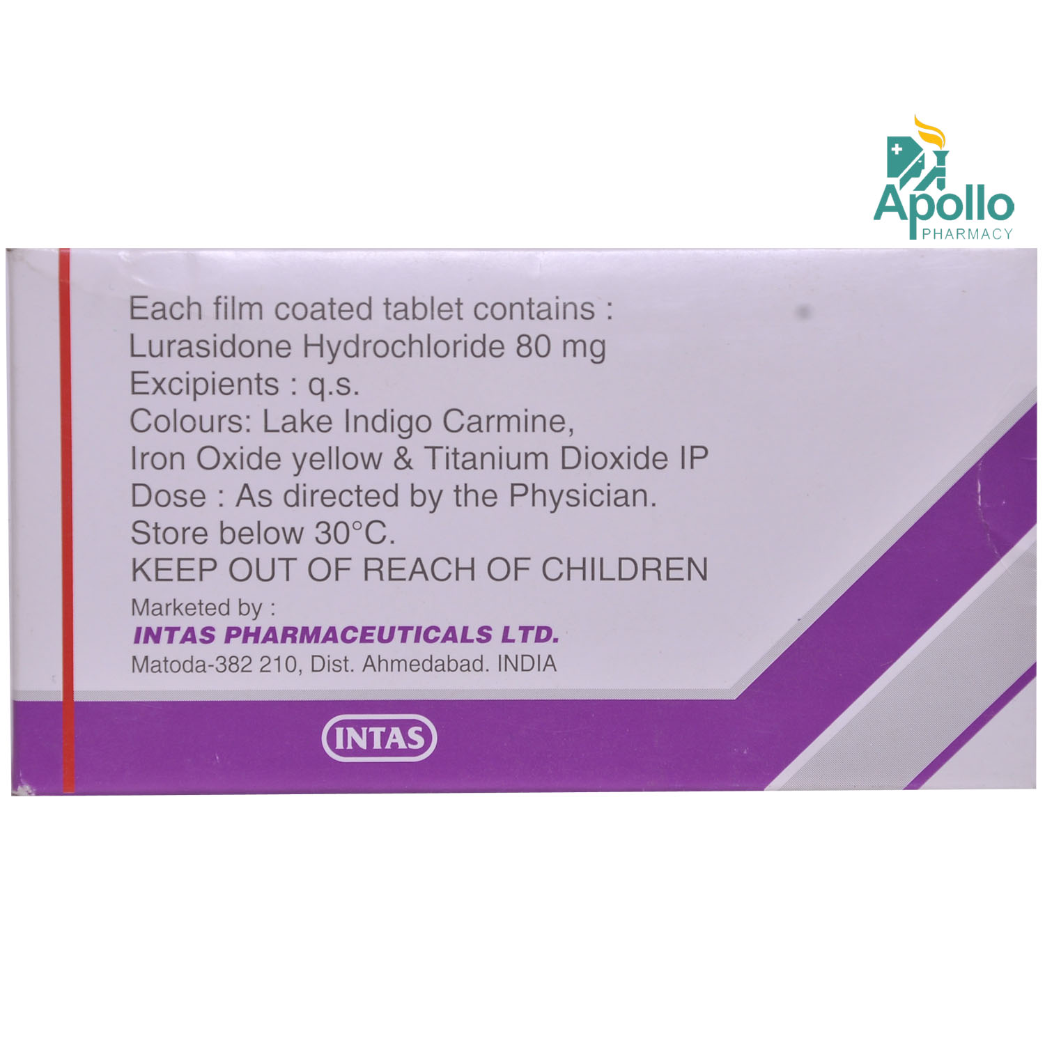 LURASID 80MG TABLET 10'S , Pack of 10 TabletS LURASID 80MG TABLET 10'S , Pack of 10 TabletS