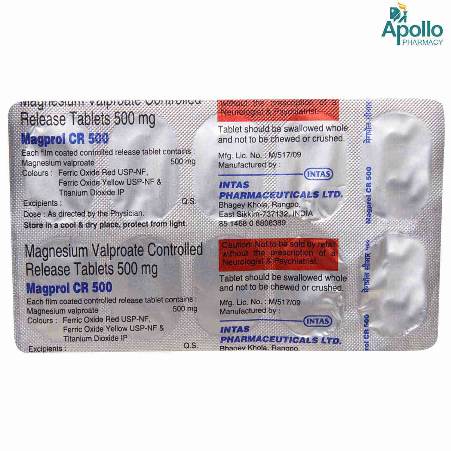 Magprol CR 500 Tablet 10's, Pack of 10 TABLETS Magprol CR 500 Tablet 10's, Pack of 10 TABLETS