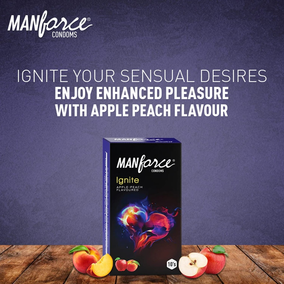 Manforce Ignite Apple-Peach Flavoured Extra Dotted Condoms, 10 Count, Pack of 1 Manforce Ignite Apple-Peach Flavoured Extra Dotted Condoms, 10 Count, Pack of 1