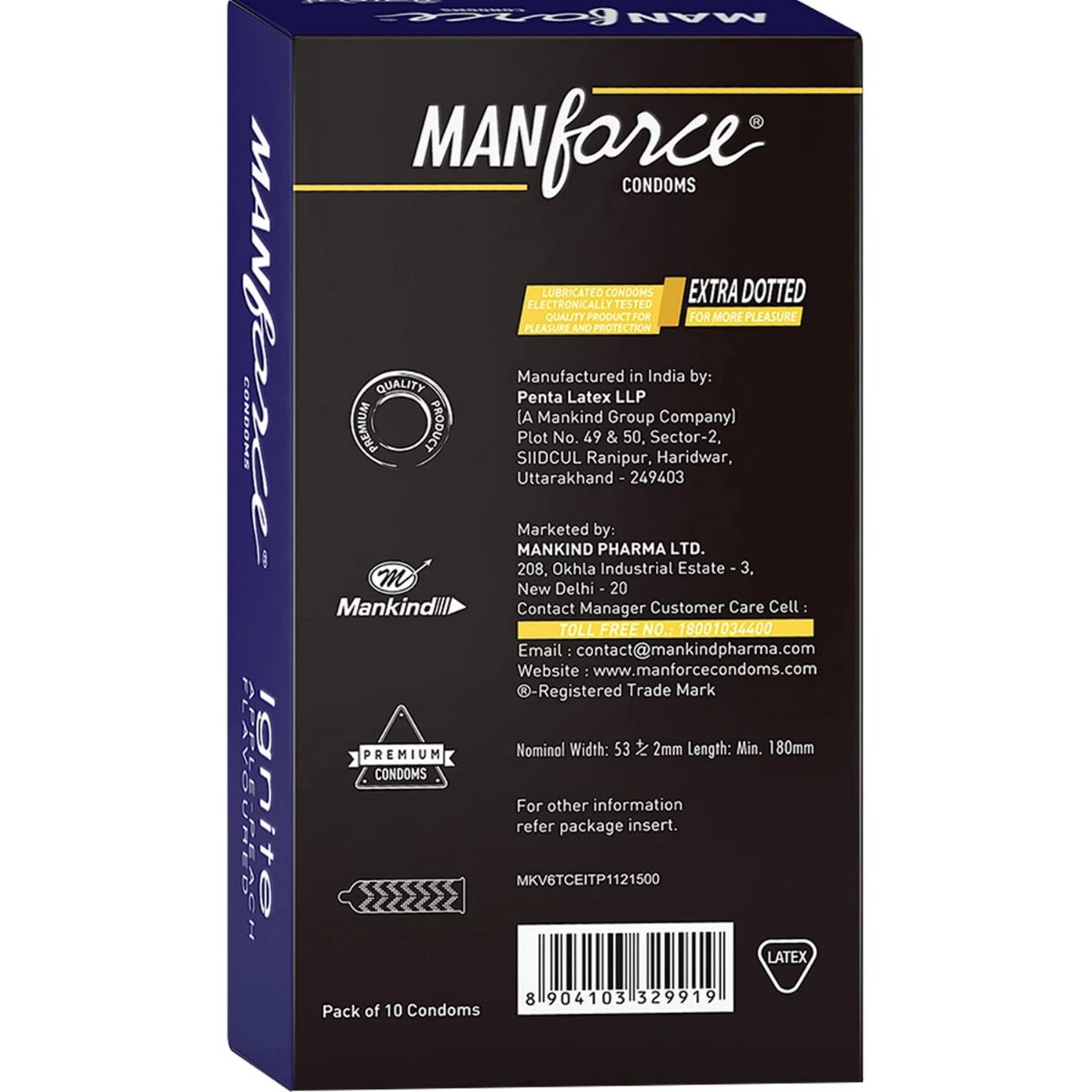 Manforce Ignite Apple-Peach Flavoured Extra Dotted Condoms, 10 Count, Pack of 1 Manforce Ignite Apple-Peach Flavoured Extra Dotted Condoms, 10 Count, Pack of 1
