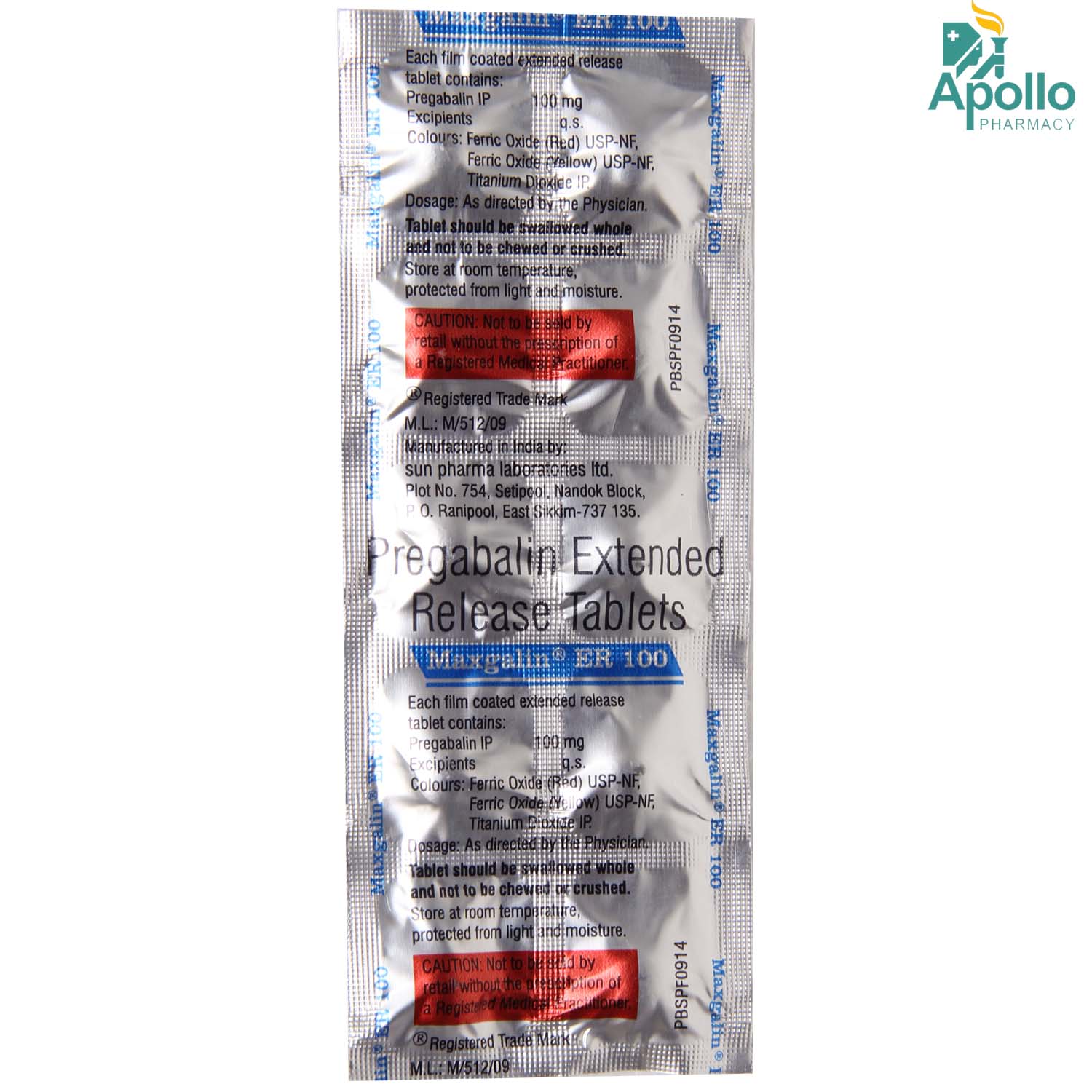 Maxgalin ER 100 Tablet 10's, Pack of 10 TABLETS Maxgalin ER 100 Tablet 10's, Pack of 10 TABLETS