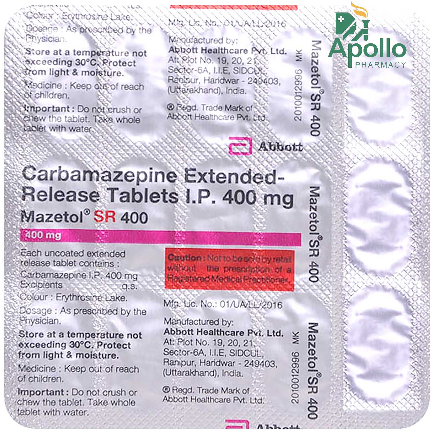 Mazetol SR 400 Tablet 15's, Pack of 15 TabletS Mazetol SR 400 Tablet 15's, Pack of 15 TabletS