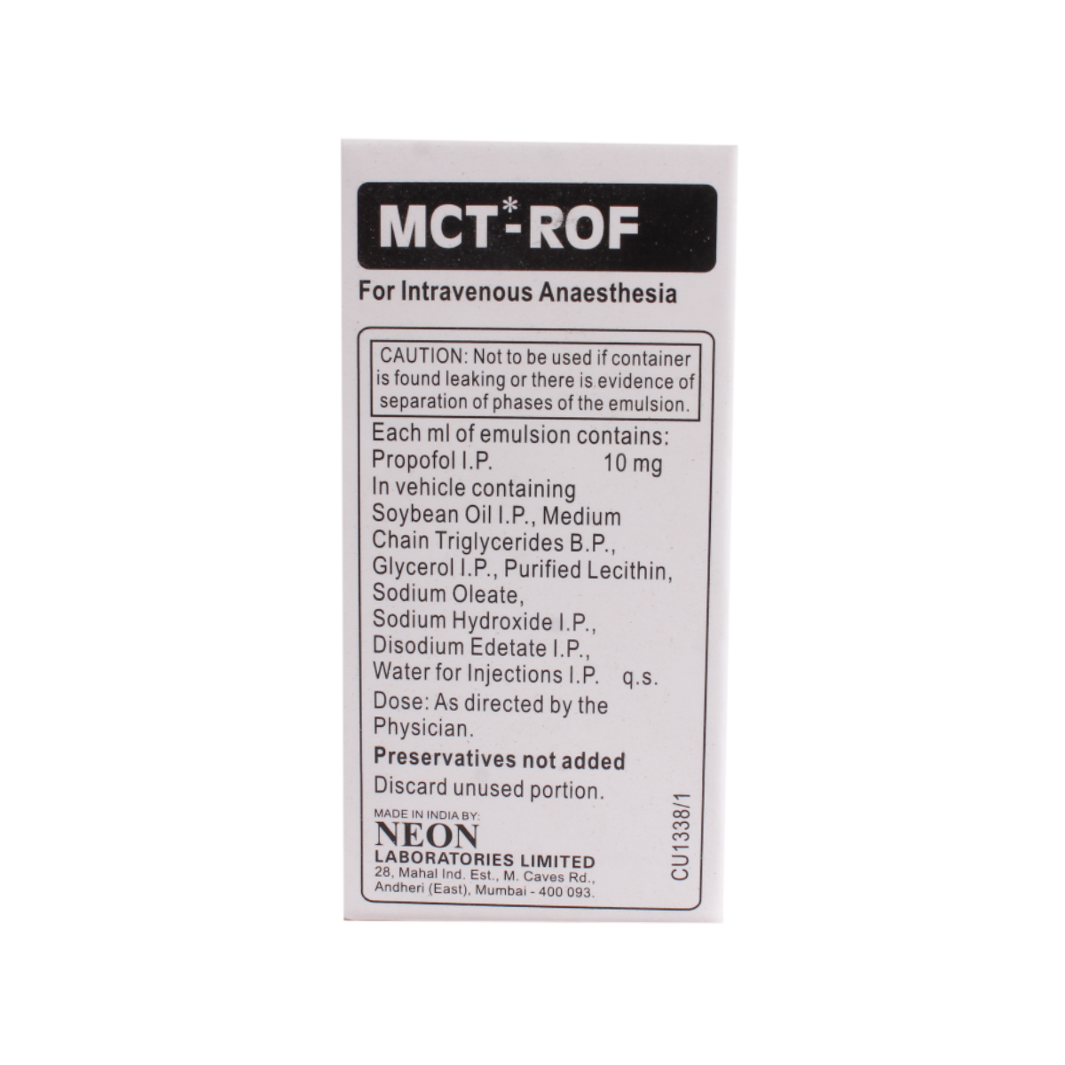 Mct-Rof 20ml Injection, Pack of 1 Injection Mct-Rof 20ml Injection, Pack of 1 Injection