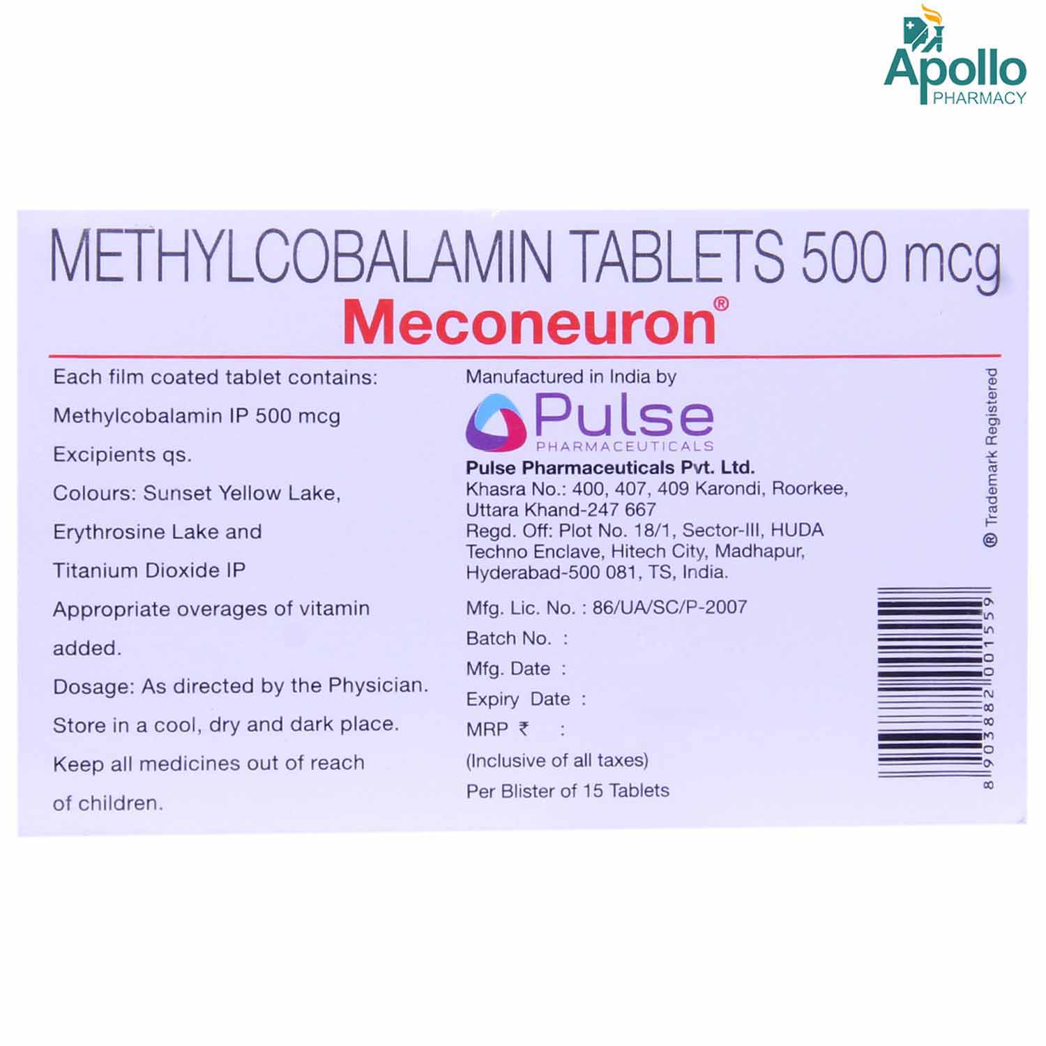 Meconeuron Tablet 15's, Pack of 15 TabletS Meconeuron Tablet 15's, Pack of 15 TabletS