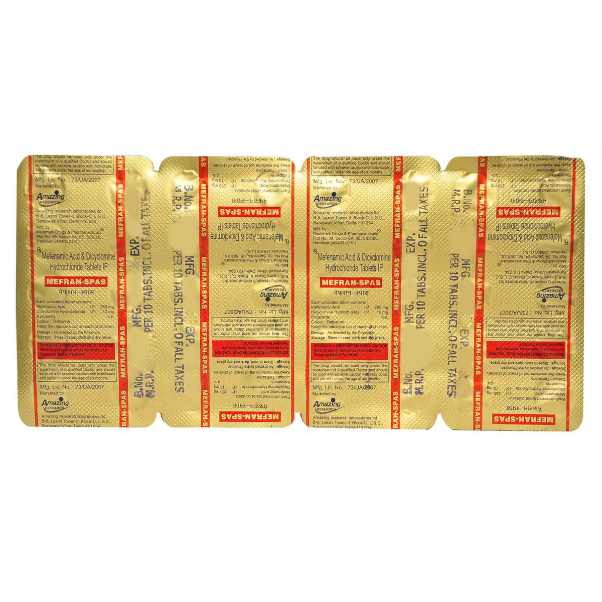 MEFRAN SPAS TABLET, Pack of 10 TABLETS MEFRAN SPAS TABLET, Pack of 10 TABLETS