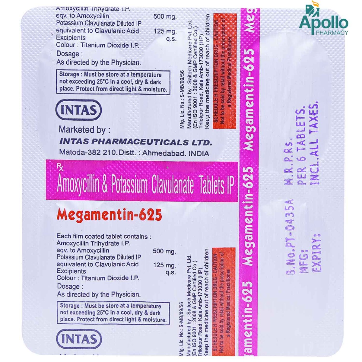 Megamentin-625 Tablet 6's, Pack of 6 TABLETS Megamentin-625 Tablet 6's, Pack of 6 TABLETS