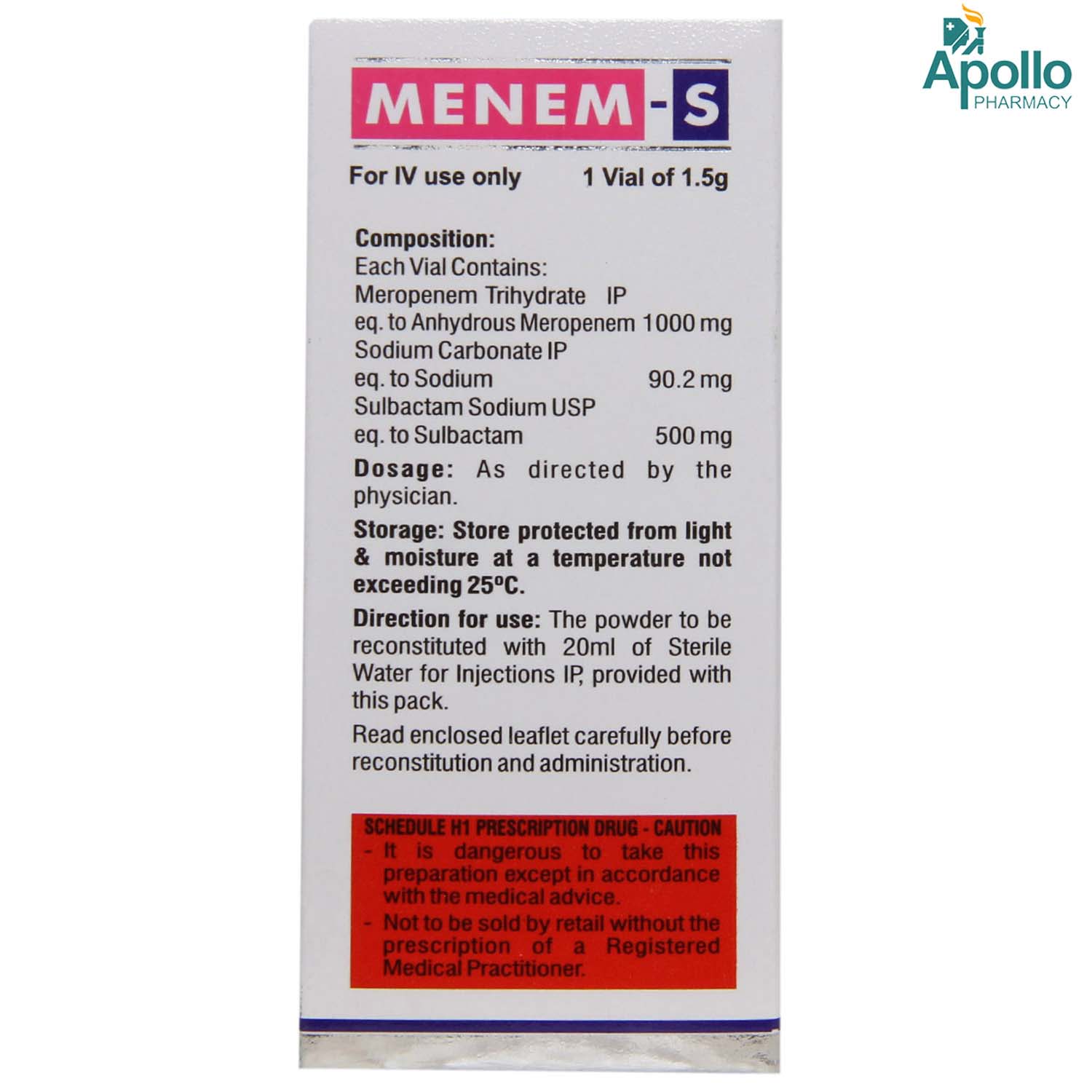 MENEMS INJECTION 1.5GM, Pack of 1 INJECTION MENEMS INJECTION 1.5GM, Pack of 1 INJECTION