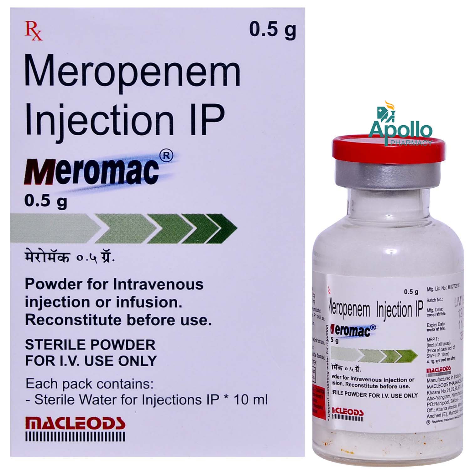 Meromac 0.5 gm Injection 1's, Pack of 1 INJECTION Meromac 0.5 gm Injection 1's, Pack of 1 INJECTION
