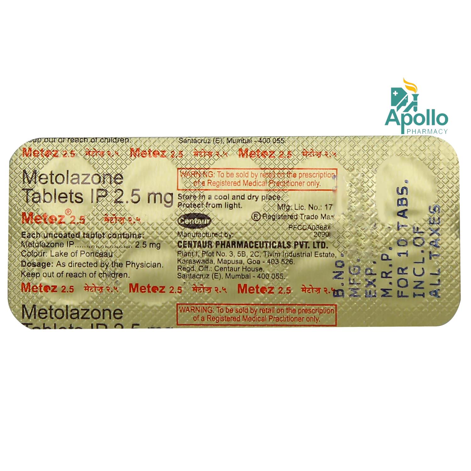 Metoz 2.5 Tablet 10's, Pack of 10 TABLETS Metoz 2.5 Tablet 10's, Pack of 10 TABLETS