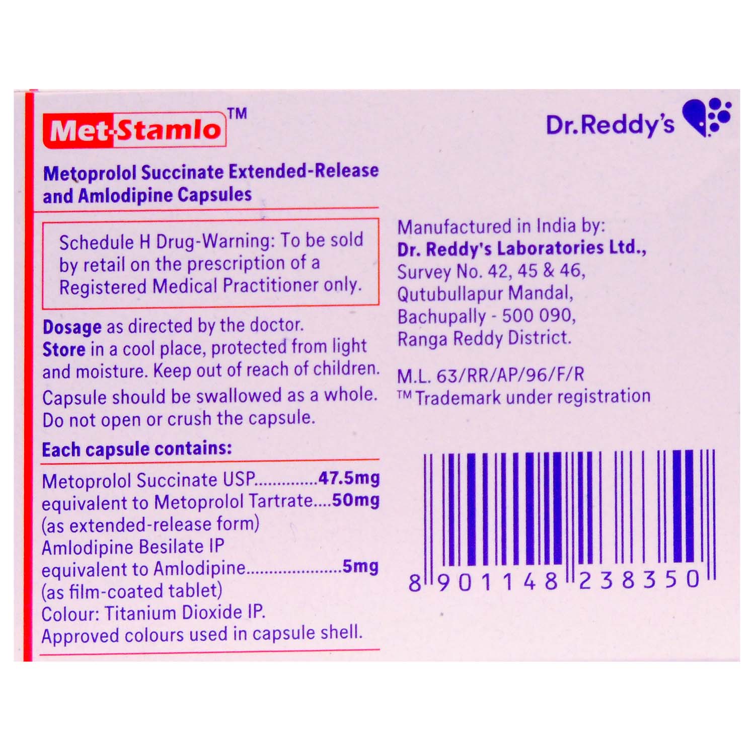 Met-Stamlo Capsule 10's, Pack of 10 CAPSULES Met-Stamlo Capsule 10's, Pack of 10 CAPSULES