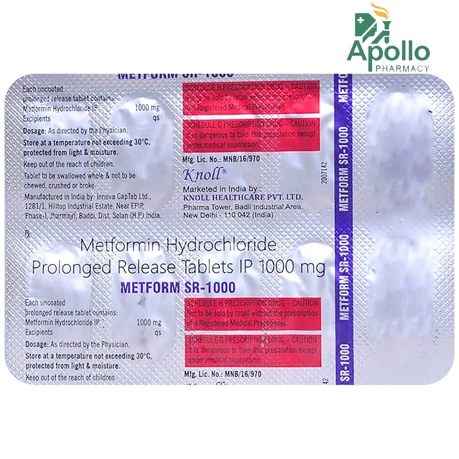 Metform SR 1000 Tablet 10's, Pack of 10 TabletS Metform SR 1000 Tablet 10's, Pack of 10 TabletS