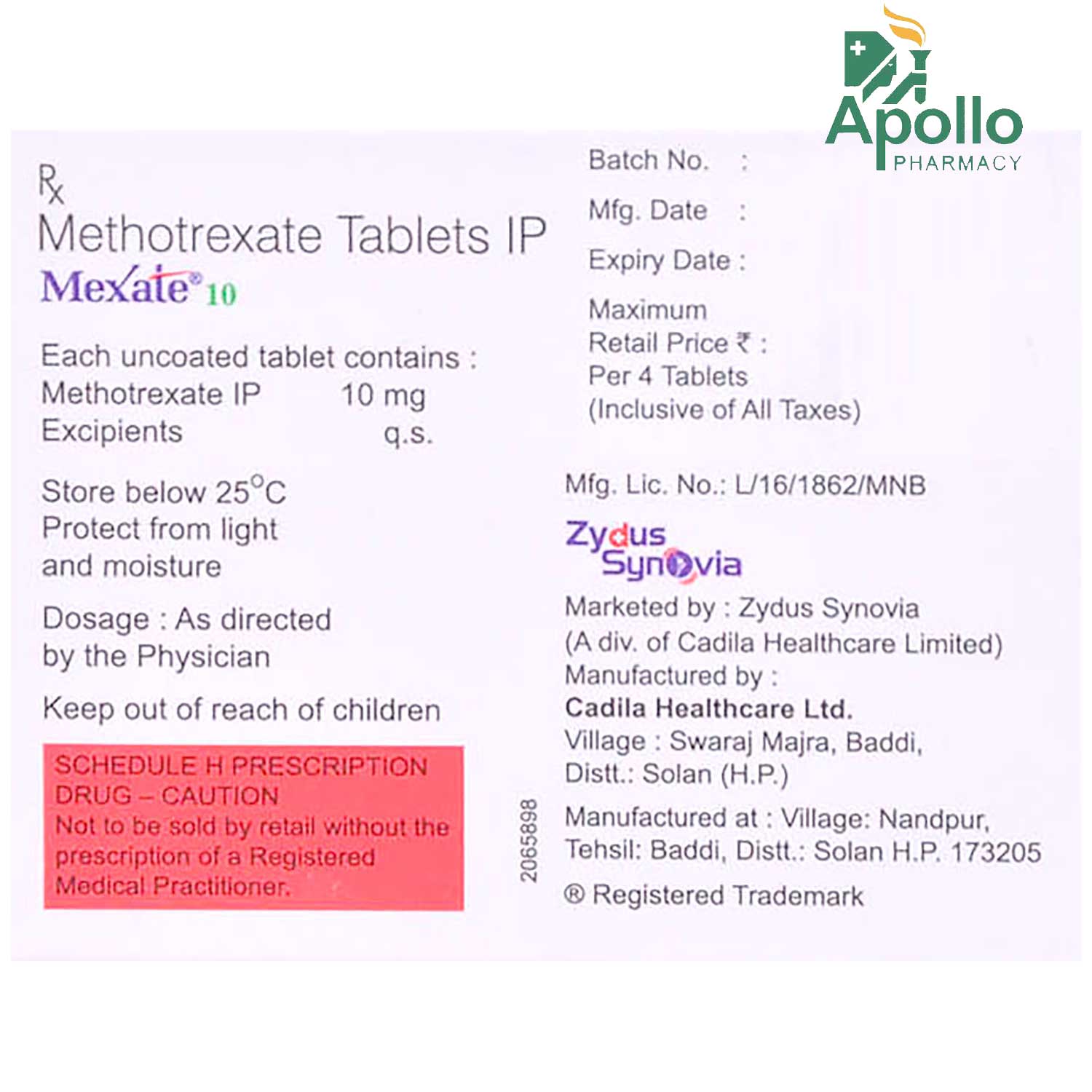 Mexate 10 Tablet 4's, Pack of 4 TABLETS Mexate 10 Tablet 4's, Pack of 4 TABLETS