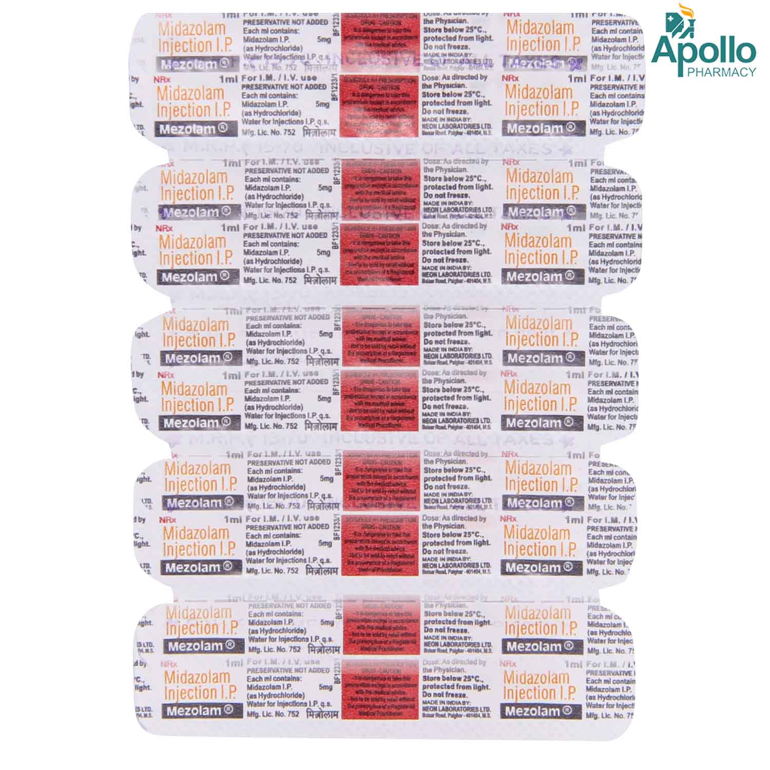 MEZOLAM 5MG INJECTION 1ML, Pack of 1 Injection MEZOLAM 5MG INJECTION 1ML, Pack of 1 Injection