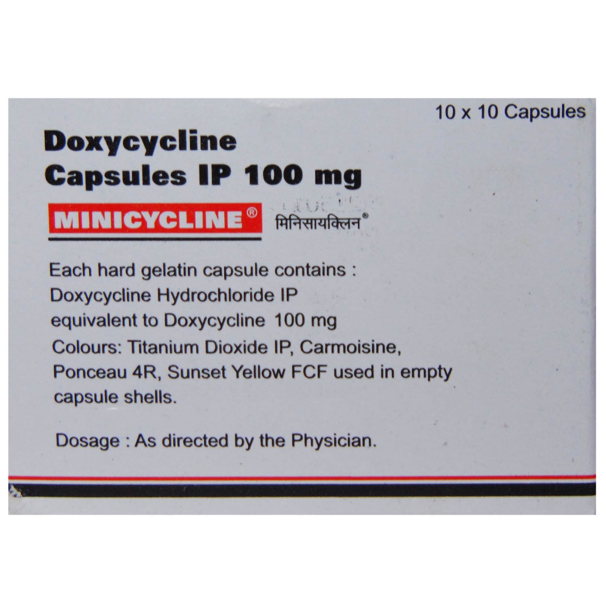 Minicycline Capsule 10's, Pack of 10 CapsuleS Minicycline Capsule 10's, Pack of 10 CapsuleS