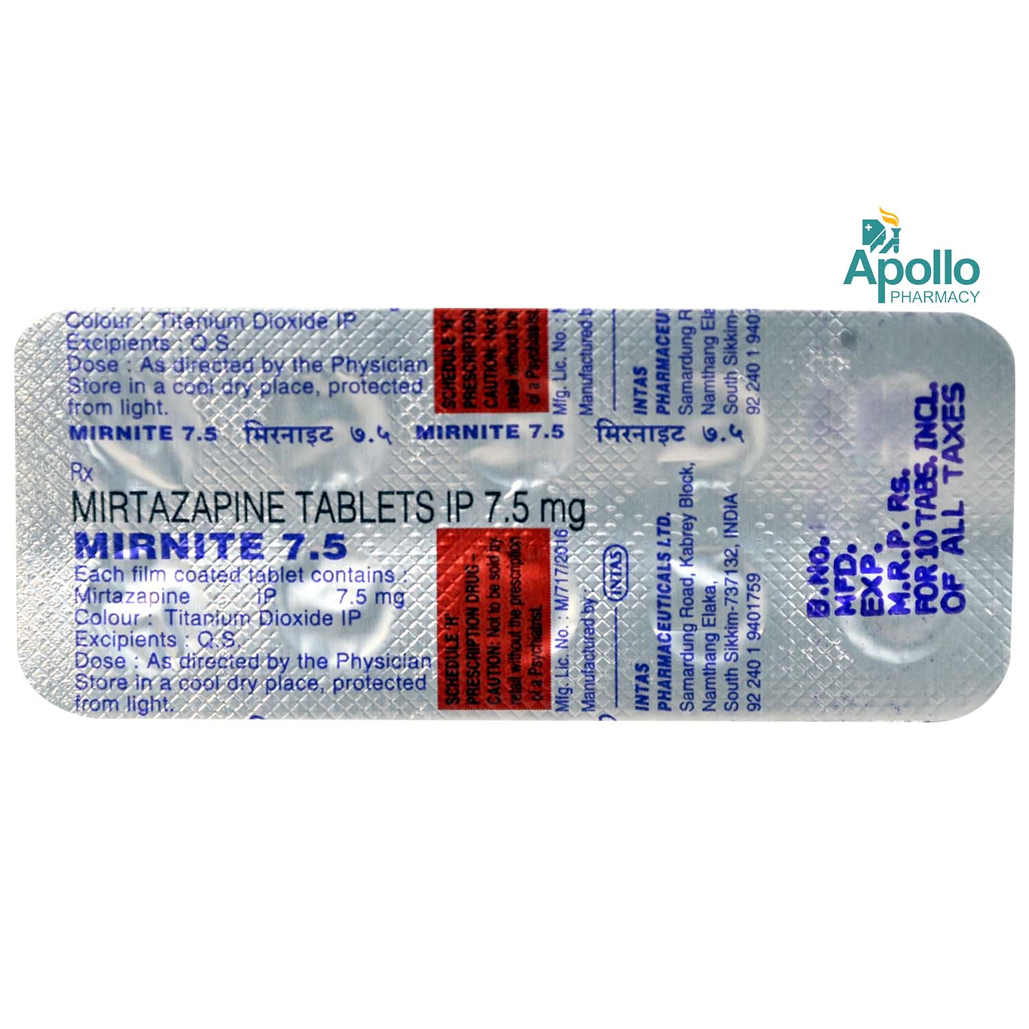 Mirnite 7.5 Tablet 10's, Pack of 10 TabletS Mirnite 7.5 Tablet 10's, Pack of 10 TabletS