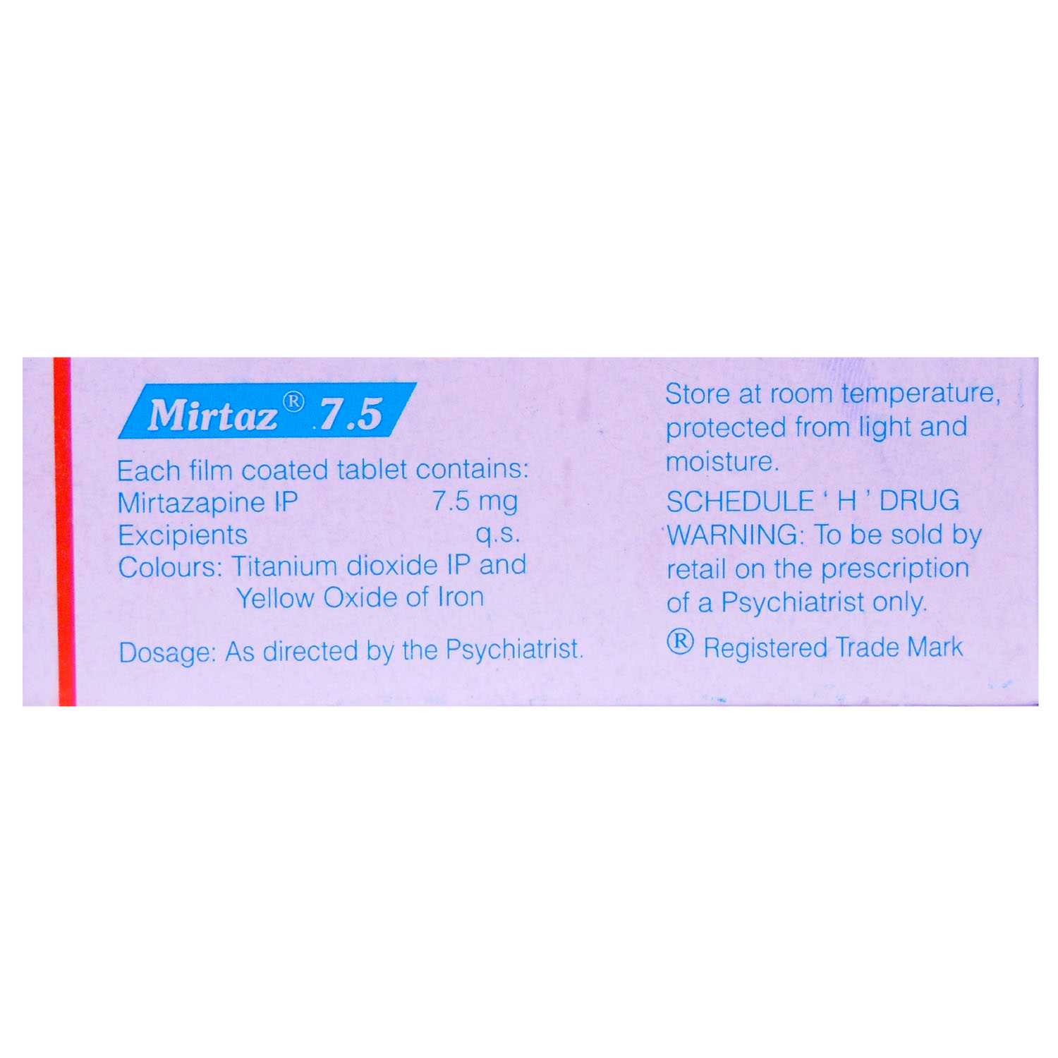 Mirtaz 7.5 Tablet 10's, Pack of 10 TABLETS Mirtaz 7.5 Tablet 10's, Pack of 10 TABLETS