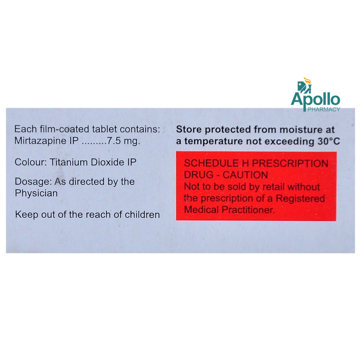 MIRTAKEM 7.5MG TABLET 10'S, Pack of 10 TabletS MIRTAKEM 7.5MG TABLET 10'S, Pack of 10 TabletS