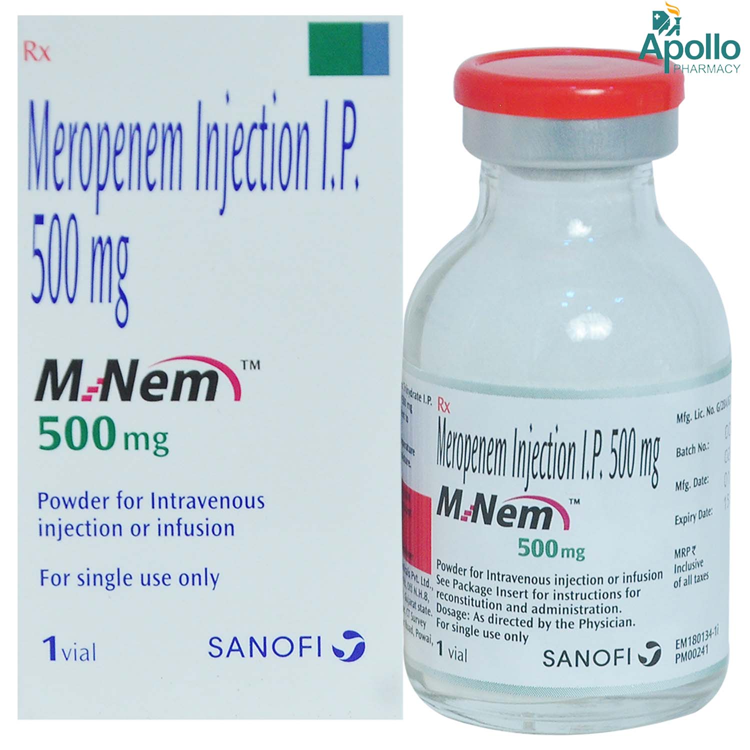 M NEM 500MG INJECTION, Pack of 1 INJECTION M NEM 500MG INJECTION, Pack of 1 INJECTION